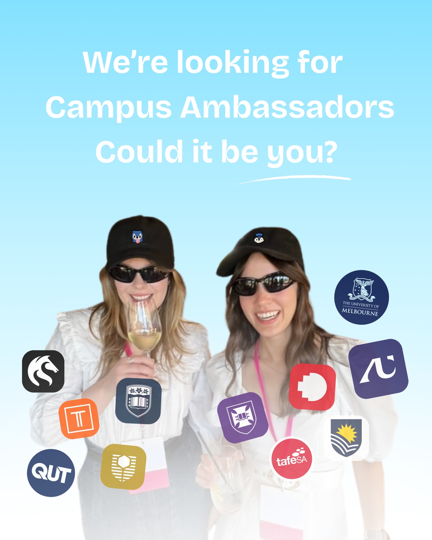 STUDENTS 🗣️
We are looking for our next ambassadors. join our community of student ambassadors. Get free tickets to events, Tutbob merchandise, create content, and gain some extra income while studying…
Send us a DM if you’re interested.
#melbourneuniversity #sydneyuniversity #adelaideuniversity #university #curtinuniversity