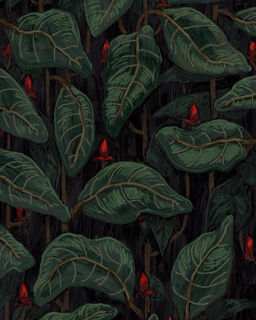 Jungle foliage. Digital painting on an iPad. ⠀
⠀
#sketch #painting #illustration #foliage #pattern #art #adobesketch