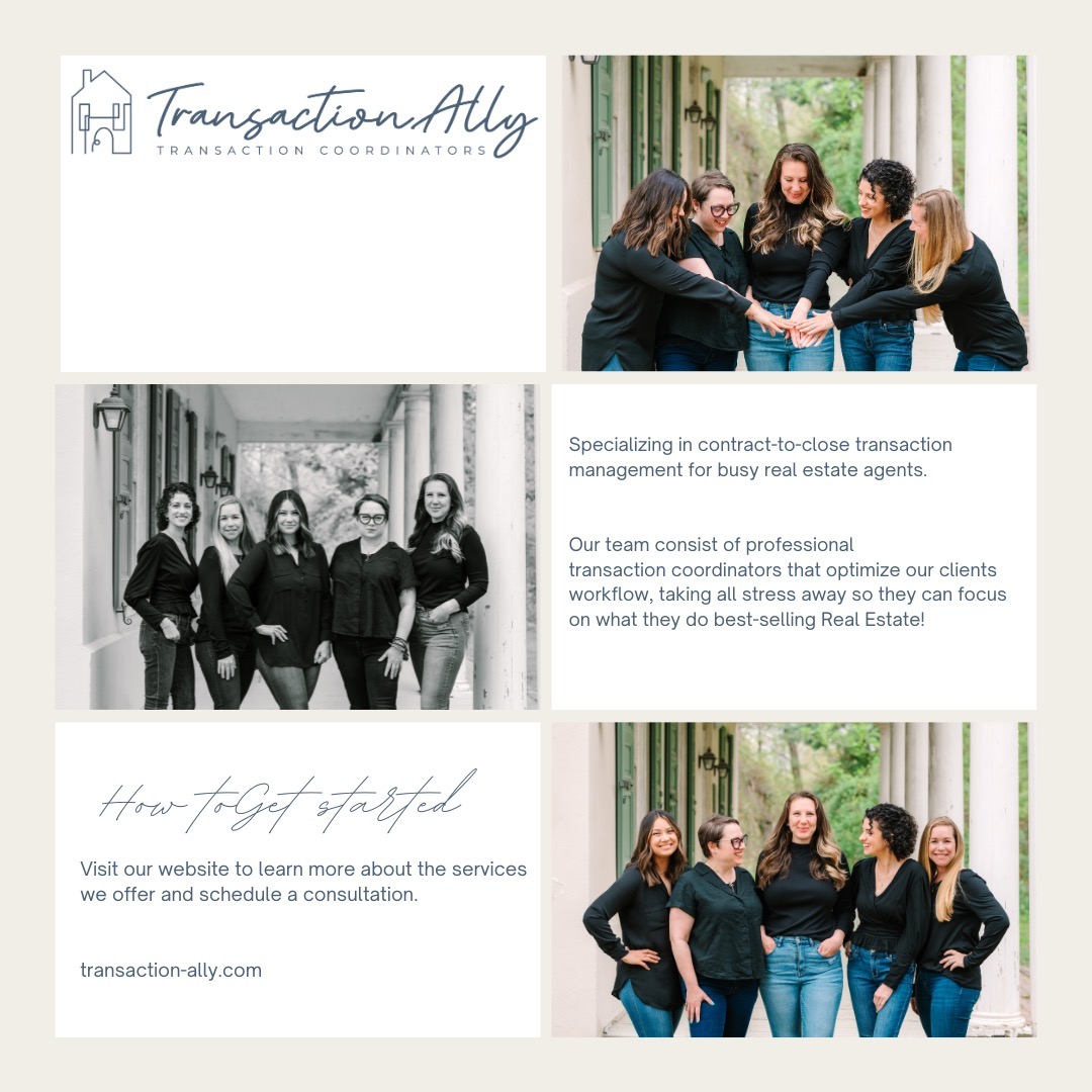 TransactionAlly: Providing expert transaction processing services to overwhelmed Real Estate Agents - turning chaos to administrative order! If you'd like to learn more about how we can help your business, message us or reach out on our website!