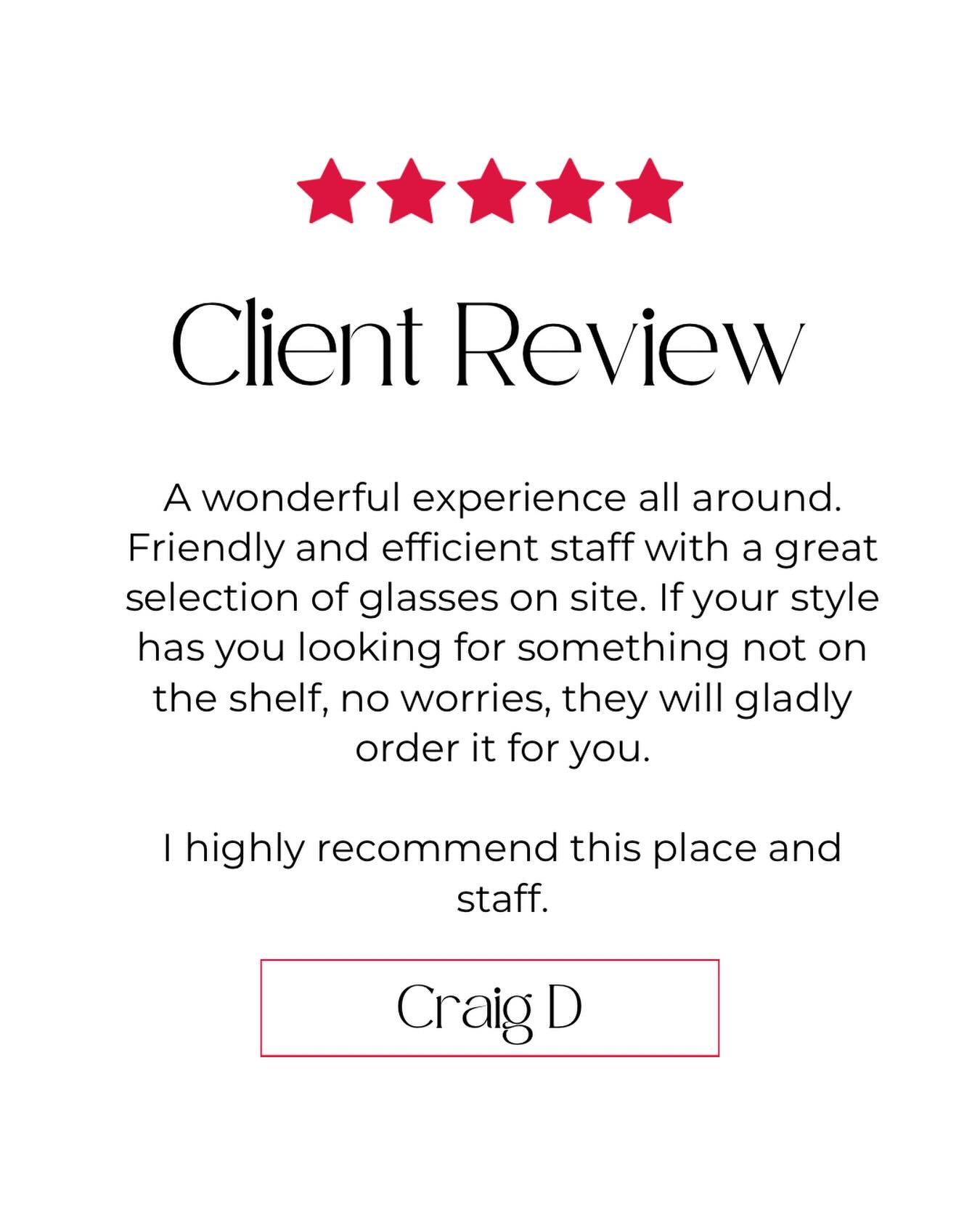 Thank you, Craig, for taking the time to leave us a review! We truly appreciate your kind words and your support. It means so much to our team.❤️❤️