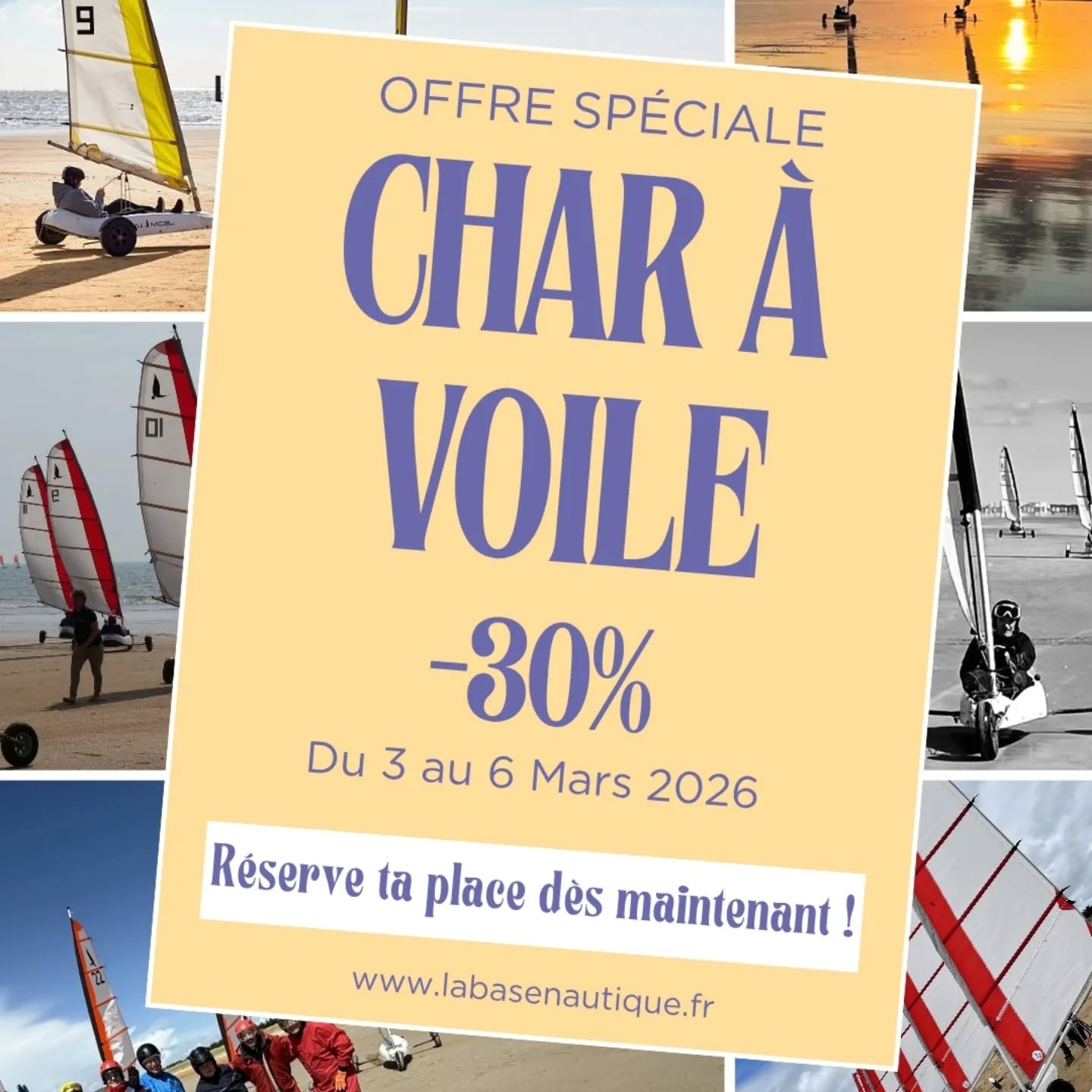 ‼️Offre de dernière minute‼️
Du 3 au 6 mars, profite de 30 % de remise pour découvrir le char à voile dans un cadre de folie 💥🤪
Rdv sur le site internet pour réserver ▶️ lien dans la bio
#lastminute #offrepromotionnelle #charavoile #BaseNautiqueSJDM #paysdesaintjeandemonts