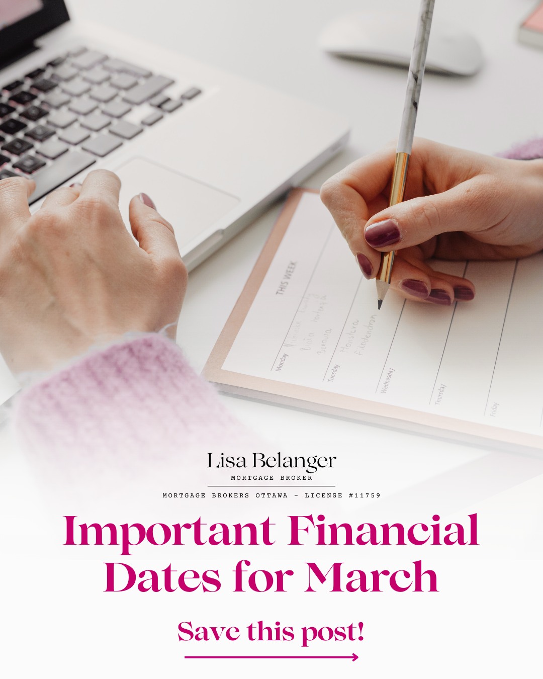 March is packed with key financial dates that can impact your mortgage, retirement income, benefits, and overall money strategy. Staying on top of these timelines helps you plan smarter, avoid surprises, and make the most informed decisions possible.
Here are the dates every Canadian should have on their radar this month:
📌March 2nd, 2026 (TODAY) - Last Day to Contribute to RRSP for 2025 Tax Year
📌 March 18, 2026 — Bank of Canada Interest Rate Announcement
The Bank of Canada will release its next interest rate decision at 9:45 AM ET. This announcement directly affects variable mortgage rates, HELOCs, and can influence fixed-rate pricing as well. A must‑watch for homeowners, buyers, and anyone considering refinancing.
📌 March 27, 2026 — OAS & GIS Payment Date
If you or a loved one receives Old Age Security (OAS) or Guaranteed Income Supplement (GIS), March payments will land on this date. If you're on direct deposit, funds typically arrive the same day.
📌 Late March — Monthly Inflation (CPI) Report
Statistics Canada releases the Consumer Price Index monthly, and this report influences rate expectations, bond yields, and future mortgage pricing.
Keeping track of these dates can help you make informed financial decisions, especially if you're planning to buy, renew, or refinance in the near future.
✨ Save this post so you don’t miss a thing
✨ Share it with someone who likes to stay ahead financially
#mortgagebroker #mortgage #realestate #ottawa #tips
