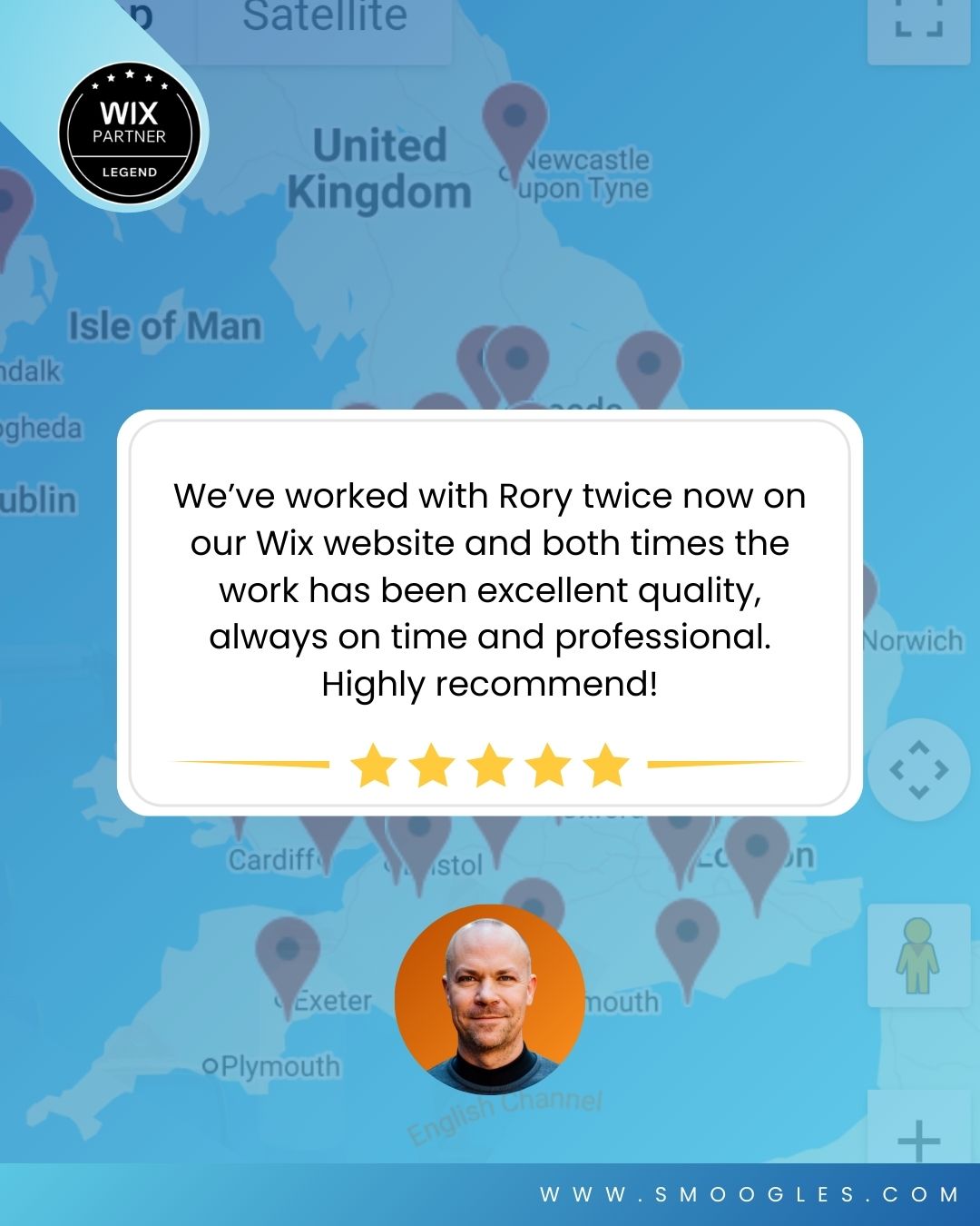 Built a postcode-based location finder in Wix.
Type postcode → get the 5 nearest locations.
Client review: “We’ve worked with Rory twice now on our Wix website and both times the work has been excellent quality, always on time and professional. Highly recommend!”