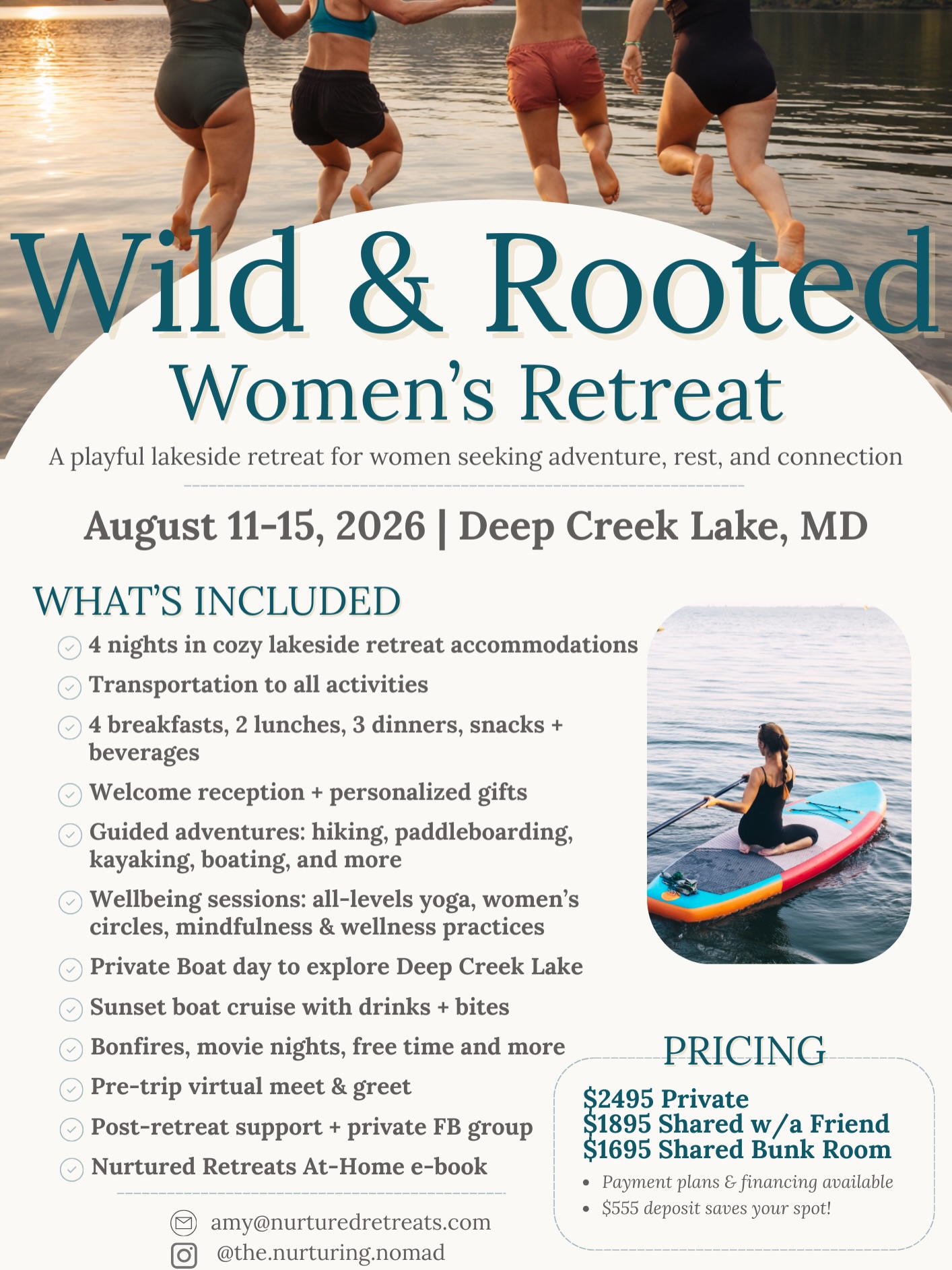 POV: you actually put something on your summer calendar that’s just for you. 🌿
Wild & Rooted at Deep Creek Lake is happening August 11–15, 2026.
Think grown-up summer camp — but elevated.✨
Lake dips.
Boat days.
Paddleboards at golden hour.
Bonfires.
Movie nights.
Slow coffee mornings.
Playful without being packed.
Adventurous without being exhausting.
Spacious enough to breathe.
And yes — it’s intentionally timed before fall routines start creeping back in.
Only 6 spots remain.
If this feels like your kind of summer energy, comment LAKE or DM me and I’ll send you the details. 🫶
WildAndRooted #DeepCreekLake #WomensRetreat #MarylandRetreat #NurturedRetreats
Women’s lake retreat • Deep Creek Lake Maryland • summer women’s getaway • adventure and wellness retreat • grown-up summer camp