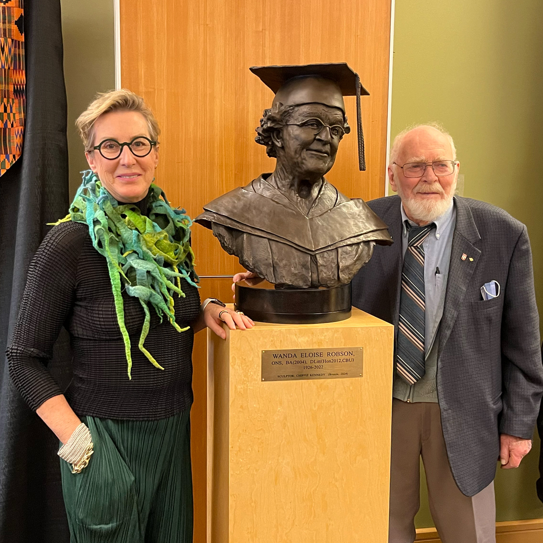 Incredibly proud of my latest work, a commissioned bust of the late Wanda Robson, famed civil rights activist and sister of Viola Desmond. The bust depicts Mrs. Robson as a student during her time at Cape Breton University. Shown here is Joe Robson, Wanda's husband, and I, during the unveiling ceremony on Thursday night at CBU.
.
.
.
.#chippiekennedy, #wandarobson, #CapeBretonUniversity, #sculpture, #fineart, #bronzesculpture, #capebreton, #lunenburg, #novascotia
@chippie_kennedy