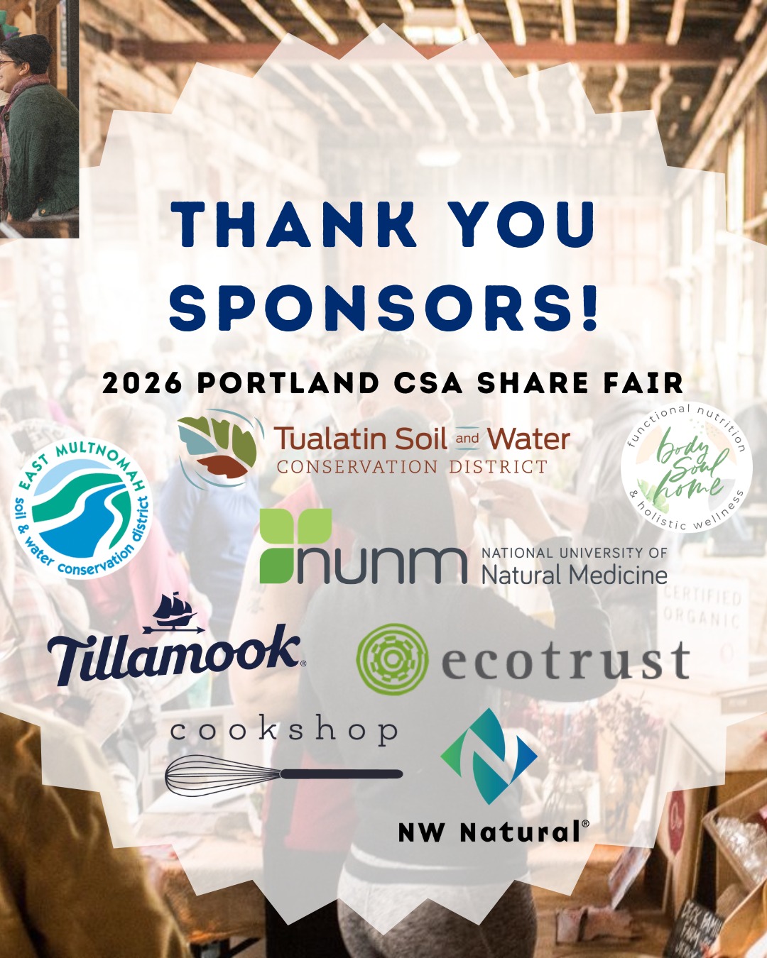 The Portland Share Fair is just around the corner, and we want to take a minute to thank all the supporters who have helped us make this event possible. The CSA Share Fair is one of the best ways to support your local farms.
In one room, households meet farmers face-to-face, compare CSA options, get matched to a share that fits their lives, and sign up early in the season, providing farms with the upfront capital they rely on to start growing.
And for SNAP participants, Double Up Food Bucks makes CSA more accessible by increasing buying power so more families can participate.
This event is possible because of generous partner support. We’re grateful to the organizations investing in farm viability and food access:
@nunm_edu
@emswcd
@tualatinswcd
@tillamook
@ecotrust
@portlandcookshop
@nwnaturalgas
@bodysoulhome
Thank you! See you all on March 15th!
#CSAShareFair
#PortlandCSA
#SupportLocalFarms
#FoodAccess
#DoubleUpFoodBucks
#PortlandOregon