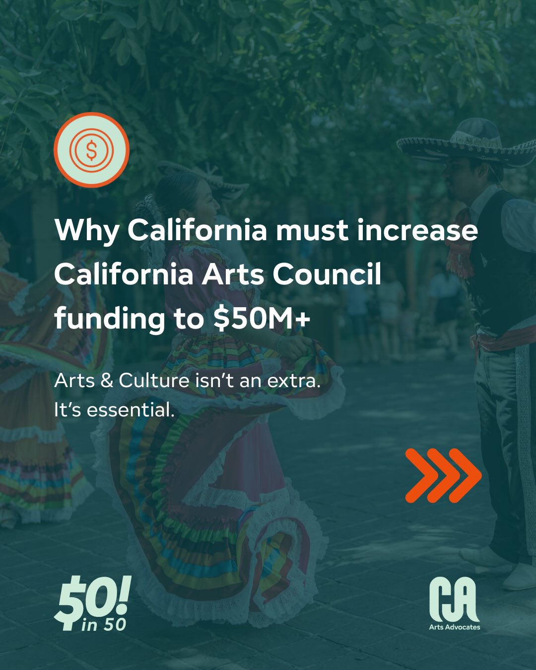 California leads the nation in creativity — but our funding doesn’t reflect it. On January 9th, Governor Newsom @gavinnewsom unveiled the proposed 2026–27 state budget. While it contains significant proposals for higher education, housing, and health care, it fails to make meaningful investments in California’s arts and culture infrastructure.
Increasing ongoing funding for the California Arts Council to $50M is a SmART investment in our health and well-being, jobs, community, and our shared future.
Now is the time to invest. Swipe ⏩ for Why California must increase California Arts Council funding to $50M+
#50in50 #InvestCAArts #SmARTinvestment