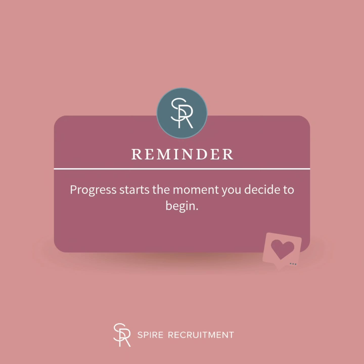 Progress starts the moment you decide to begin.
#quotes #quoteoftheday #spirerecruitment #realestate #careers
