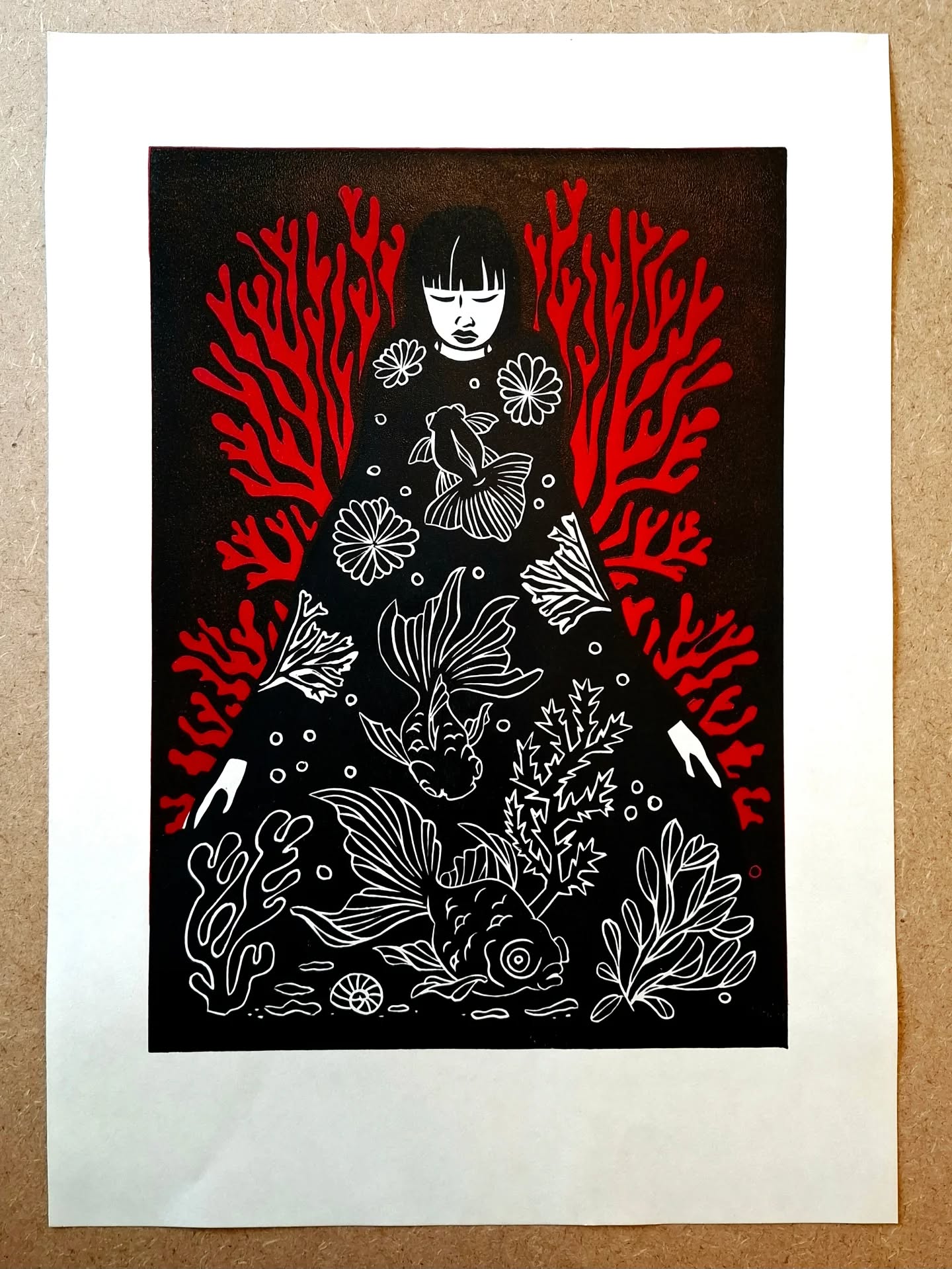 Final print, Collarium.🪸
.
.
.
#printmakingartists
#oceaninspired #reliefprint #originalprints #printlife