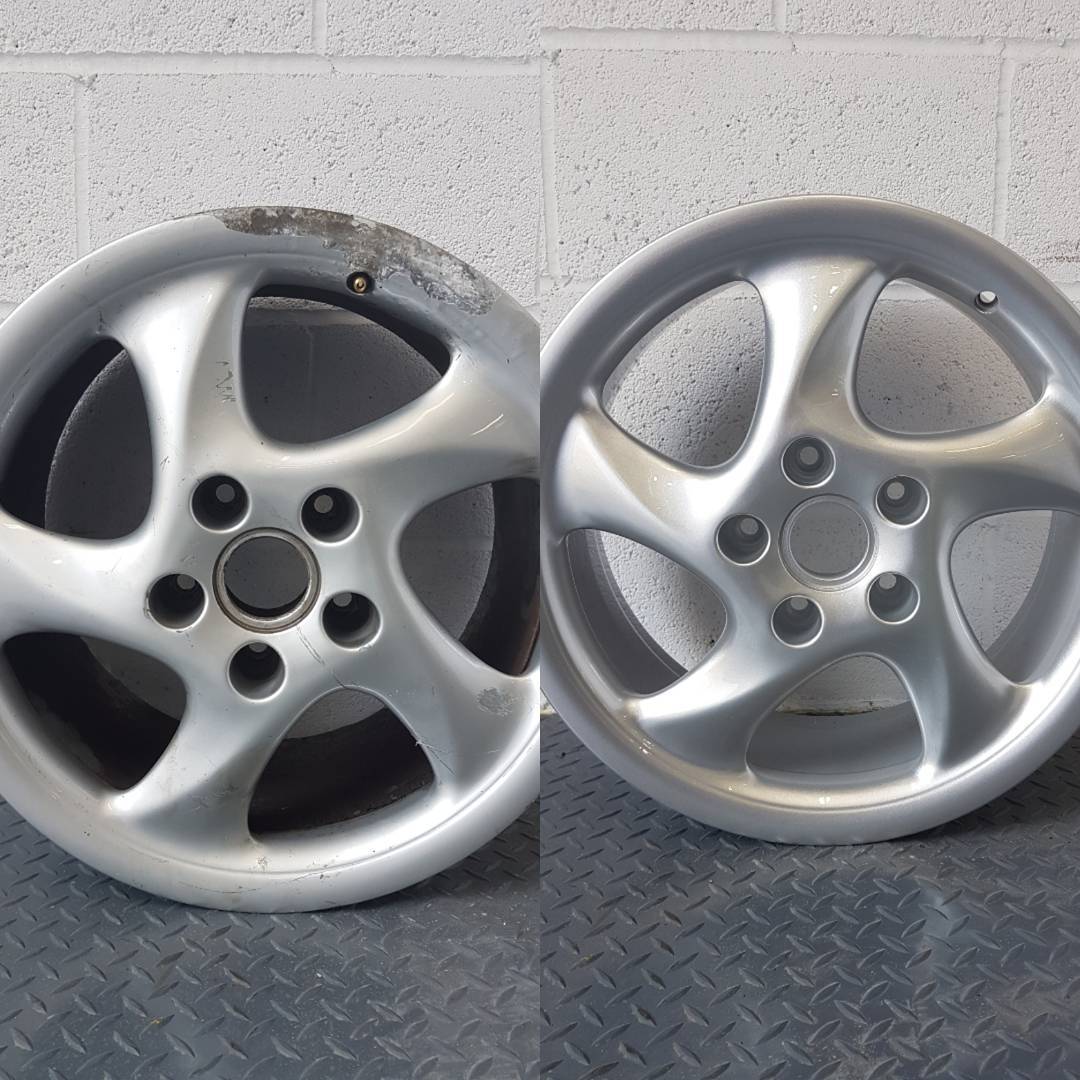 Standard painted Porche refurb from yesterday. #wheelrefurb #alloys #alloywheelrepair #powdercoat #porche