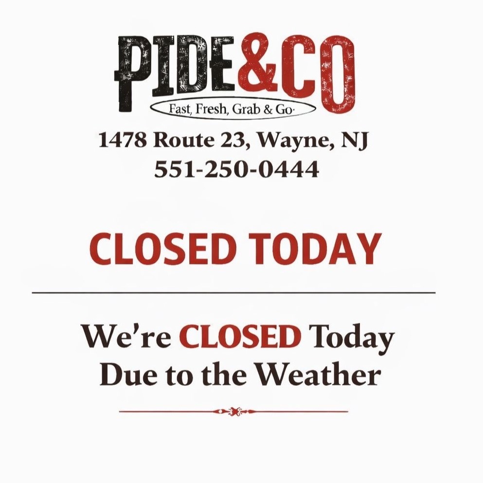 Due to the weather conditions, we are closed today for everyone’s safety ❄️
Thank you for your understanding!
We’ll be back tomorrow with your favorite fresh pides 🥙🔥
See you soon!
#PideAndCo #ClosedToday #WeatherUpdate #SeeYouTomorrow #WayneNJ #NJFood #FreshAndFast #GrabAndGo