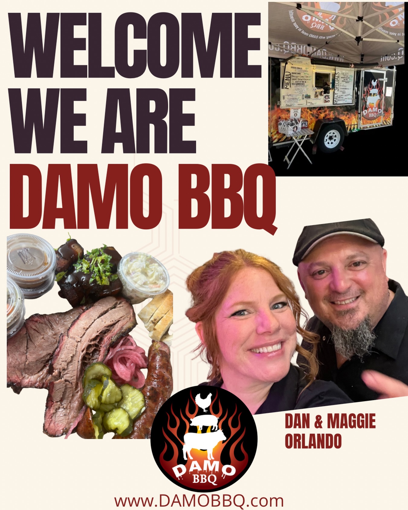 🔥 SEASON OPENER – WELCOME BACK TO DAMO BBQ 🔥
Hi friends! Is this your first time coming out to the truck?
If so — welcome to DAMO BBQ 🤍
We’re Dan & Maggie Orlando, your husband-and-wife team serving Central Texas craft BBQ with an Italian twist in Sleepy Hollow on Fridays & Saturdays.
A few important things to know as we kick off the season:
🔥 We cook a limited amount each day.
We focus on quality, consistency, and doing things the right way — not the fast way. When we sell out, we sell out.
⏰ Hours (per village ordinance):
Fridays: 12PM–5PM
Saturdays: 11AM–5PM
OR until sold out — which often happens before 5.
👉 If you want the full experience, come early.
🍖 Menu Update:
We’re starting the season with a streamlined menu. If you remember our full summer lineup from last year, don’t worry — we’ll be building items back up throughout the year. Good things take time (especially brisket 😉).
📦 Pre-Orders:
We are not taking pre-orders yet as we ease into the season and dial everything in. We appreciate your patience while we get rolling.
⚠️ Allergy Note:
We do our best to be mindful of allergens (Maggie has allergies herself and recently completed food allergy training), but please know our truck is small and there is always a risk of cross-contamination. If you have severe allergies, please speak with us at the window.
At the end of the day, it’s just the two of us —
Dan on the pit.
Maggie behind the scenes (marketing, accounting, website, editing) and at the service window with him.
This isn’t mass production.
It’s craft. It’s family. It’s intentional.
We are so grateful you’re here for another season. 🤎
Come hungry. Come early.
And let’s kick off 2026 the right way.
— Dan & Maggie
📍 Sleepy Hollow
Fridays 12–5 | Saturdays 11–5
Until sold out.
#DAMOBBQ #CentralTexasBBQ #ItalianTwist #SleepyHollowEats #BBQSeason SupportLocal CraftBBQ BBQLovers HusbandAndWifeTeam SoldOutIsAGoodThing
