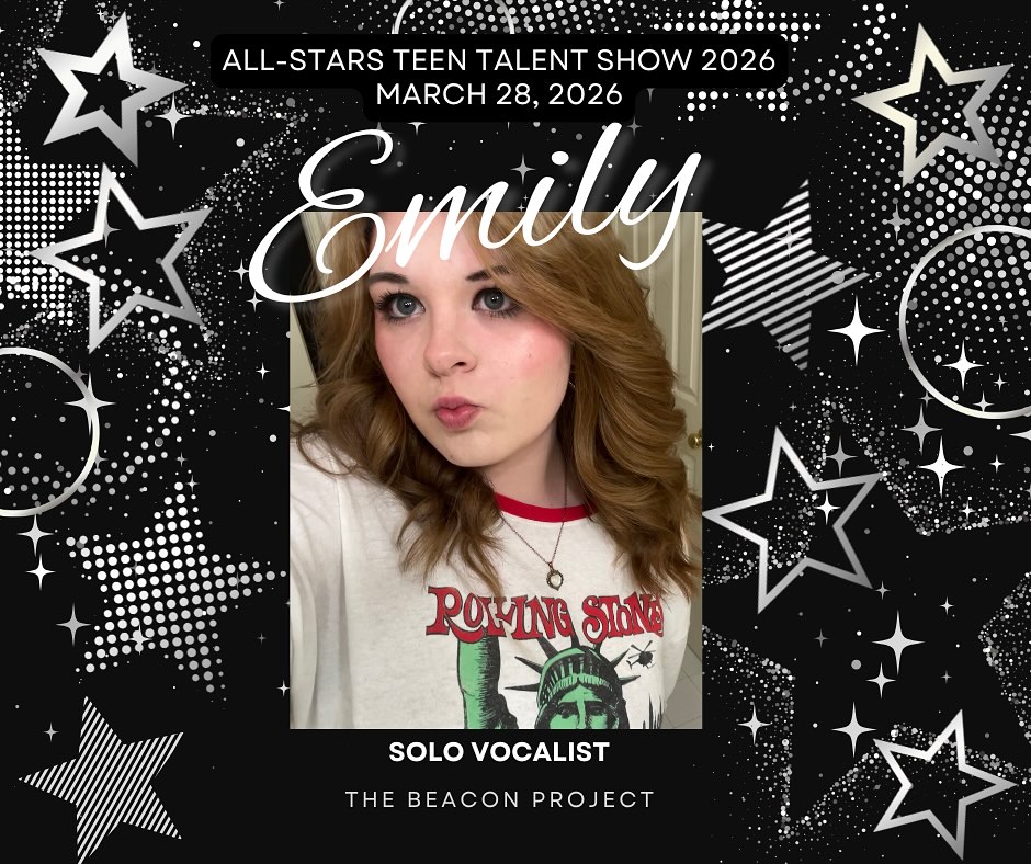 The spotlight is set, and Emily is ready to shine! ✨
Thank you for bringing your talent to the ALL-STARS TEEN TALENT SHOW 2026!
Catch Emily’s performance at the ALL STARS TEEN TALENT SHOW 2026, benefiting @thebeaconproject4teens.
🎟️ Get your tickets at thebeaconproject.org , cheer on incredible teen talent, bid on exclusive auction items, win exciting raffle prizes, and help us fight hunger, hardship, and homelessness among local teens.
March 28th, don’t miss it!
#teenssupportingteens #thebeaconproject #supportlocalnonprofits #talentshow #fundraiser #vocalist #fightinghunger #donate #oklahoma