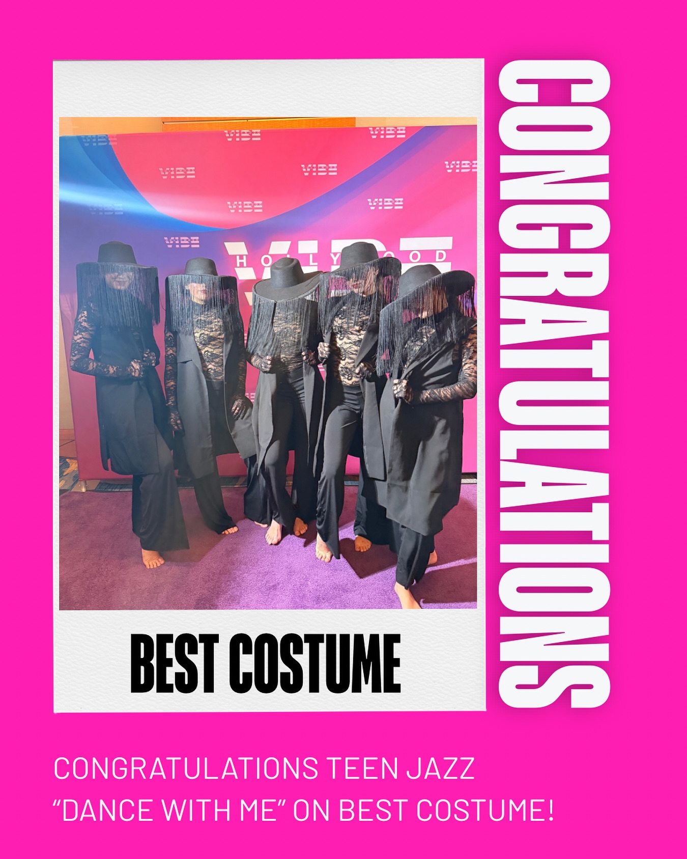 Congratulations to our teen small group “Dance with Me” on best costume at @hollywoodvibe! 🤍⭐️