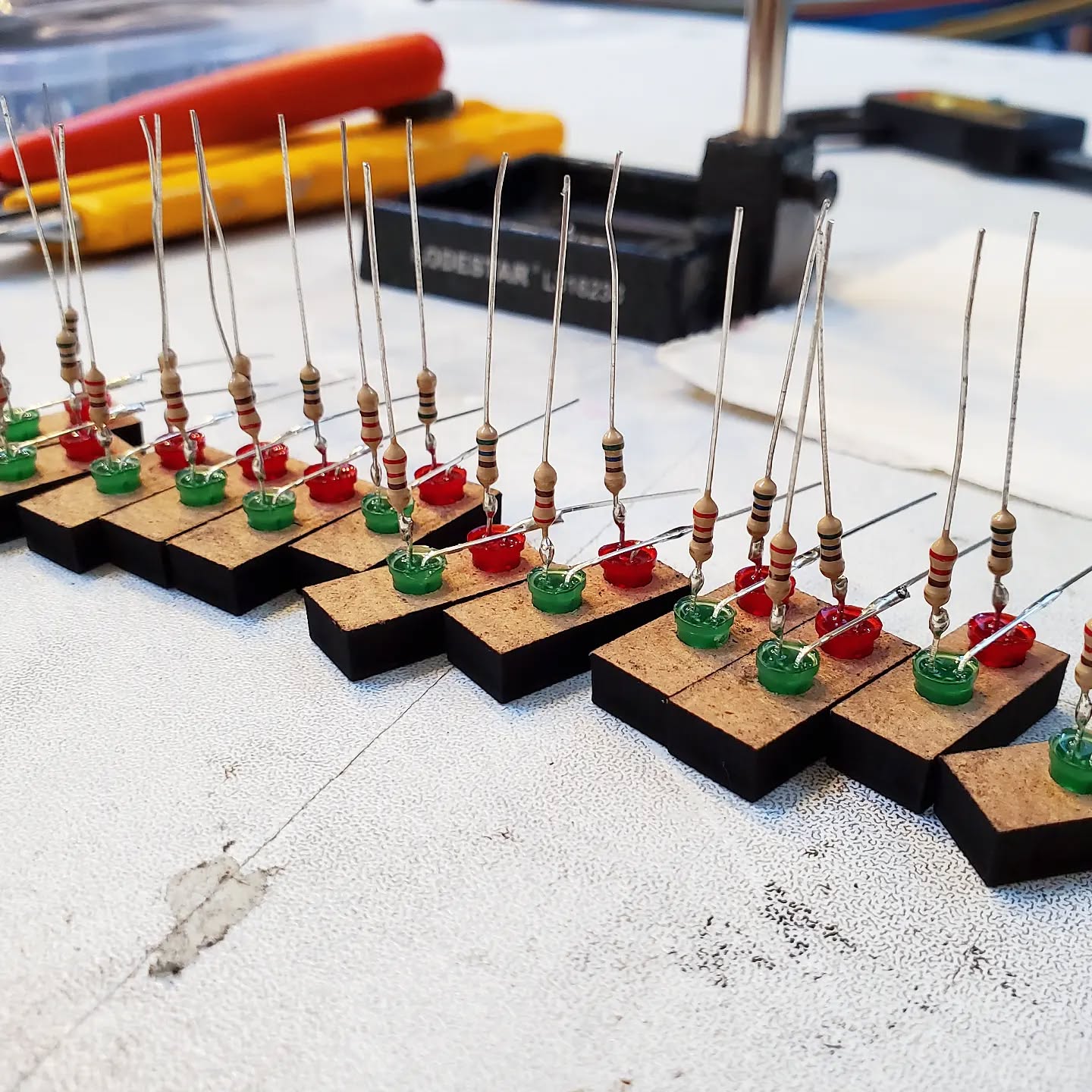 tiny traffic light assembly line