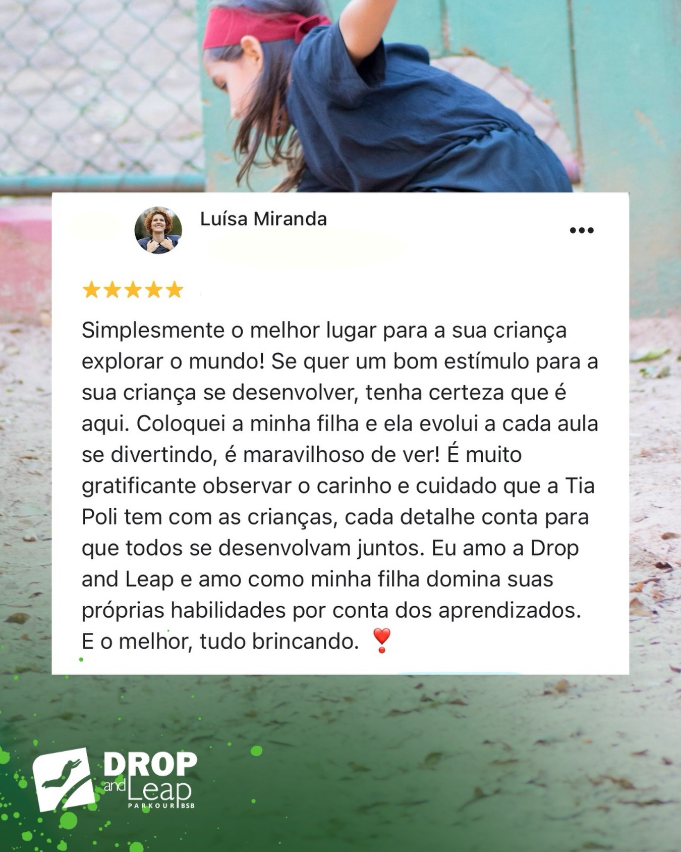 💚 Feedback assim faz o nosso coração sorrir!
Nada é mais gratificante do que ver uma criança evoluindo com alegria, confiança e autonomia. Melhor ainda é saber o que as famílias sentem a partir de todo o nosso trabalho. Nos cabe celebrar muito!
Agradecemos cada mensagem, cada depoimento e cada confiança no nosso método. ✨
Quer ver sua criança e adolescente se desenvolvendo enquanto se diverte de verdade?
📩 Chama a gente no direct e venha fazer uma aula experimental!
#parkour #parkourembrasilia #criancas #atividadesinfantis #desenvolvimentoinfantil