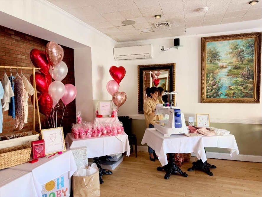 Showering Alyssa’s Baby and Guests with the gift of embroidery! #babyshower #embroidery #popupembroidery #riverfrontdesigncreations