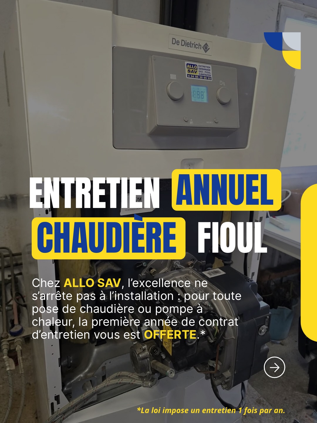 🔥 ENTRETIEN ANNUEL CHAUDIÈRE FIOUL FONTE
L’entretien annuel d’une chaudière fioul est une obligation réglementaire.
Il garantit la sécurité de l’installation, la conformité aux normes en vigueur et l’optimisation des performances énergétiques.
Chez ALLO SAV, chaque intervention est réalisée avec exigence :
• Dépose complète du brûleur
• Nettoyage approfondi du corps de chauffe
• Dégagement des carneaux
• Contrôle des organes de sécurité
• Vérification des réglages
• Analyse de combustion
Un entretien rigoureux permet :
— d’améliorer le rendement
— de réduire la consommation
— de prévenir les pannes
— de prolonger la durée de vie de l’équipement
Dans le cadre de nos contrats d’entretien,
la première année d’entretien est incluse lors de la signature.
Depuis 2000, ALLO SAV accompagne ses clients avec sérieux et professionnalisme.
Entreprise agréée Qualipac.
📍 Intervention sur toute la Haute-Corse
📞 04 95 30 69 03
Devis & conseils GRATUIT
#AlloSAV #ChauffageFioul #EntretienReglementaire #ExpertChauffage #HauteCorse Qualipac