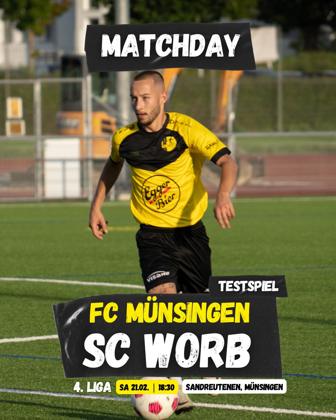 Nächster Härtetest für unsere 2. Mannschaft 💪
Morgen um 18:30 Uhr spielt die 2. Mannschaft des SC Worb im Testspiel gegen @fc_muensingen_1928 (4. Liga).
Wir freuen uns auf Unterstützung am Spielfeldrand! 🟡🖤
