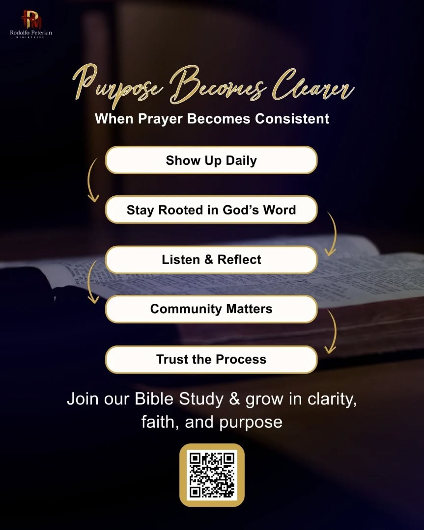 Your purpose is not meant to be hidden; it’s meant to be revealed in God’s perfect timing. 🌿
When prayer becomes consistent, your heart aligns with His will, your mind sees clearly, and your steps gain direction.
Purpose isn’t discovered in haste; it’s nurtured in the quiet, faithful moments with God.
Rodolfo Peterkin Ministries believes consistent prayer not only changes your heart but also strengthens our community.
Together, we grow in faith, walk boldly in our calling, and see God move in powerful ways.
Let’s commit to praying daily and growing in purpose.
Join our Bible Study and connect with God’s Word: https://www.rodolfopeterkin.org/joinus
#RodolfoPeterkinMinistries #FaithAndPurpose #RootedInFaith #DailyPrayer #KingdomLiving