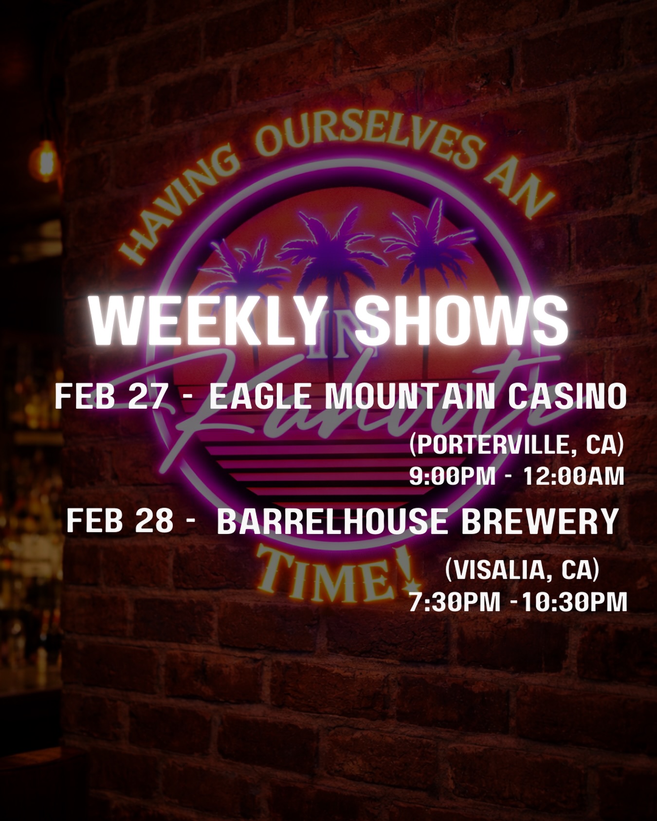 Make sure to come and hang with us this weekend 🤘🏻
We got the last show of our residency at @eaglemtncasino Friday night 🎰 and then we head to Visalia to the best brewery around @bhbcvisalia Saturday night 🍻
See y’all out there 🤠
Friday - 📍Eagle Mountain Casino (Switchback Lounge)
⏰ 9PM - 12AM
Saturday - 📍Barrelhouse Brewery Visalia
⏰7:30PM -10:30PM
#countrymusic #rocknroll #livemusic #casino #brewery