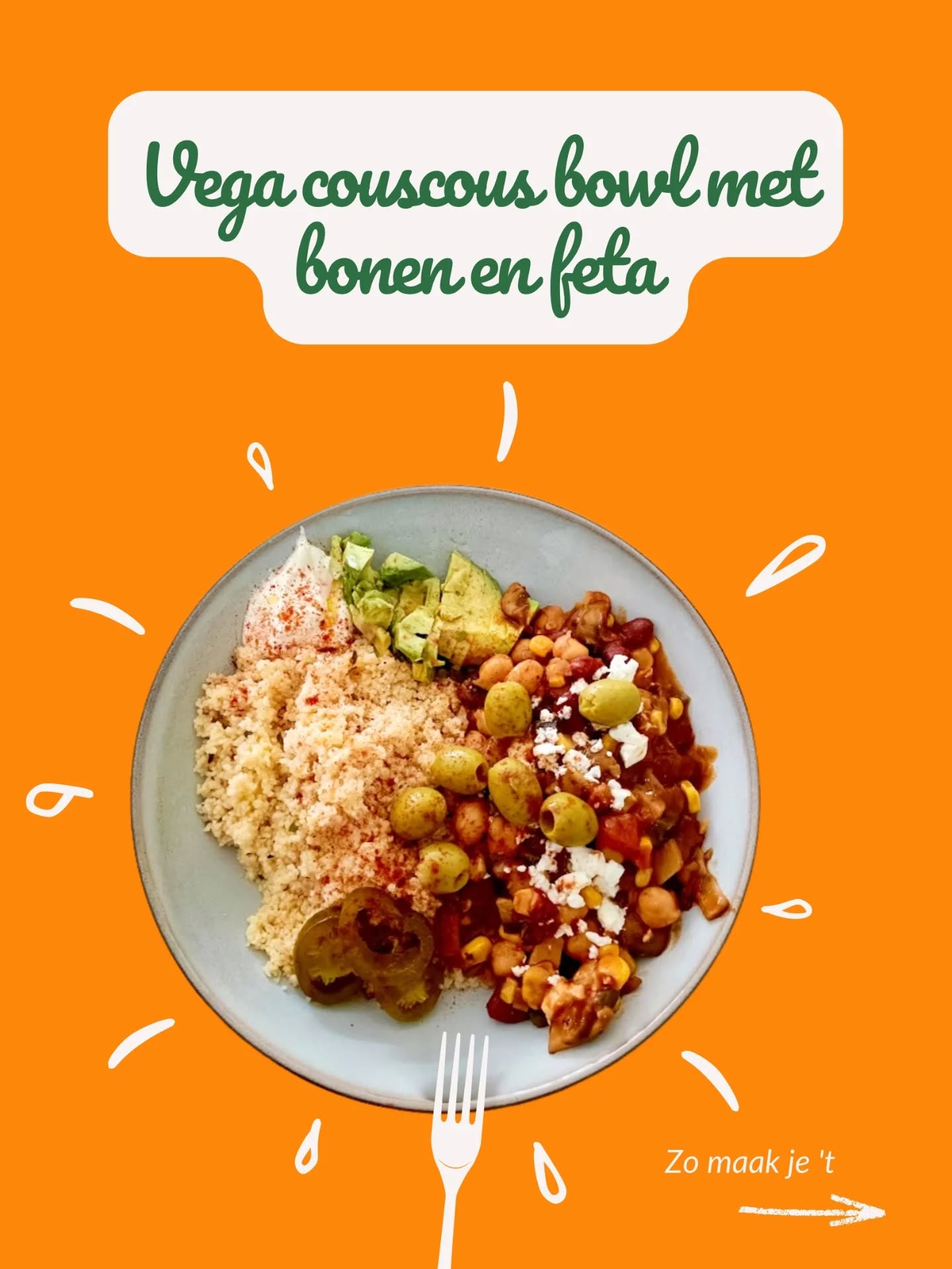 Snelle vega couscous bowl met bonen, feta en avocado.
Smoky chipotle, beetje cacao voor diepte, frisse limoen en romige feta.
En natuurlijk een royale drizzle Oleef Néos voor die grassige, peperige kick. 👌🏼
Dit is zo’n bord dat mega snel op tafel staat én bomvol smaak zit.
Welke toppings kies jij?