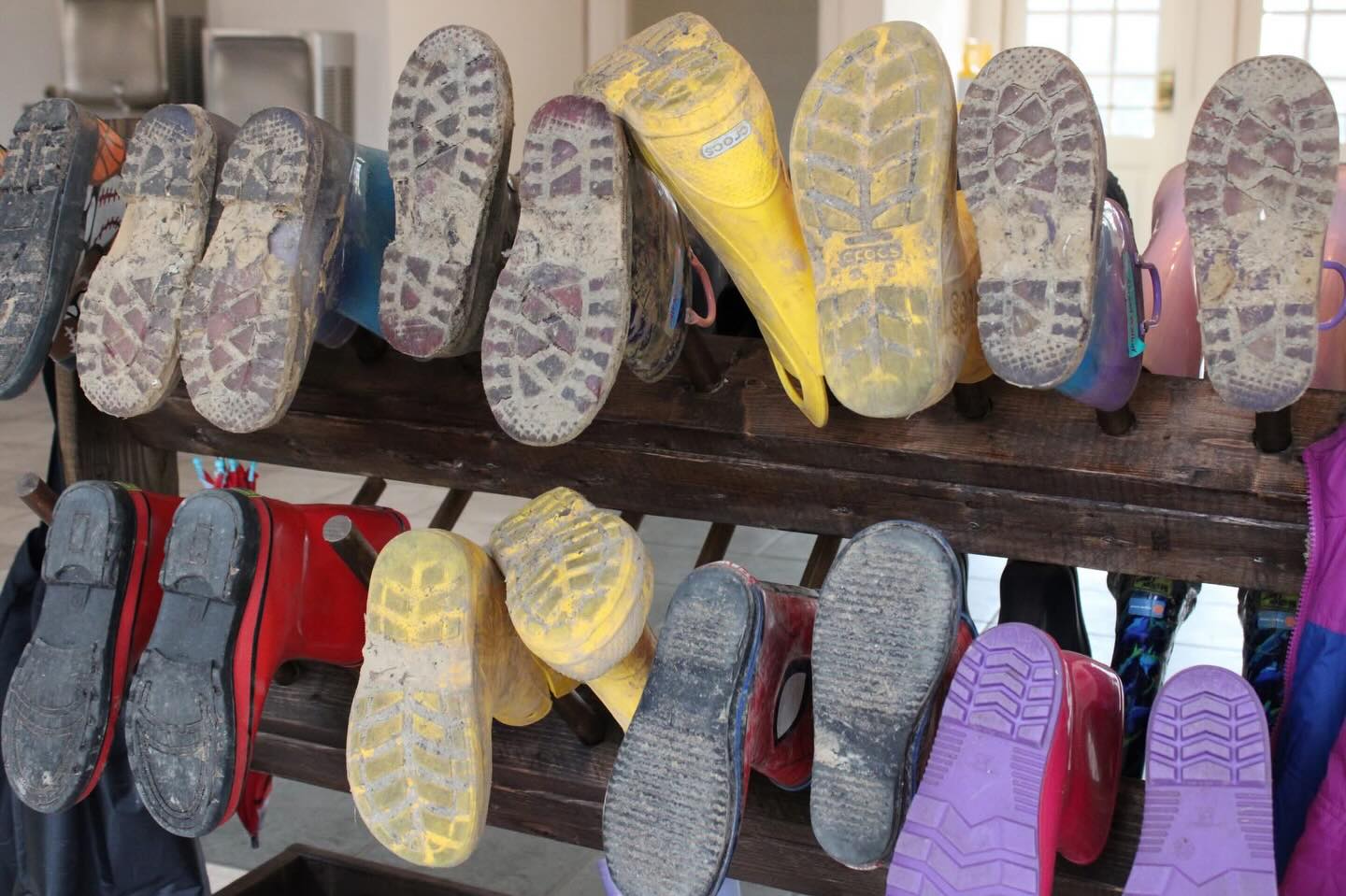 Nothing says REDS like a rack full of muddy, dirty boots! ☺️ #theredsway #weatherproofkids