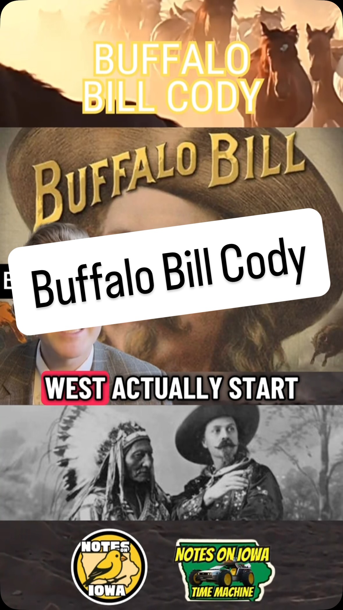Iowa Time Machine ⏰: On February 26, 1846, William Frederick (Buffalo Bill) Cody was born in Le Claire, Iowa Territory. An American soldier and showman, Pony Express Rider, and Medal of Honor recipient, Buffalo Bill looms large in American lore.
Born on a farm just outside Le Claire in Scott County, Buffalo Bill’s whirlwind life soon took him to Ontario, Canada, before his family returned to Iowa briefly in 1853 to sell their Scott County lands, then headed for Fort Leavenworth, Kansas Territory. Arrived in Bleeding Kansas at the height of slavery tensions, Buffalo Bill’s father spoke fiercely against slavery. While giving a speech, a pro-slavery opponent jumped up and fatally stabbed him with a Bowie knife.
The 11-year-old Bill found himself working for a freight carrier after his father’s death. At 14, he caught ‘gold fever’ and headed west to the California goldfields, only to meet a Pony Express Recruiter who convinced him to join the iconic American organization. The famed showman made many claims about his early life that are still difficult to verify with available historical sources. Cody served in the American Civil War for the United States as a part of the 7th Kansas Cavalry from 1863-1865, and then served as a civilian scout with the United States military during the dispossessive and acculturative “Indian Wars” of the 19th century. In 1872, the United States awarded Buffalo Bill the Medal of Honor for “documented gallantry above and beyond the call of duty.”
After his military service, Cody performed with several ‘Wild West shows’ before ultimately starting his own in North Platte, Nebraska, in 1883. Displaying cowboy themes and episodes from the ‘Wild West,’ “Buffalo Bill’s Wild West Show “ stormed throughout the United States and Europe to capacity crowds. #Iowa #OTD #History #WildWest #BuffaloBill