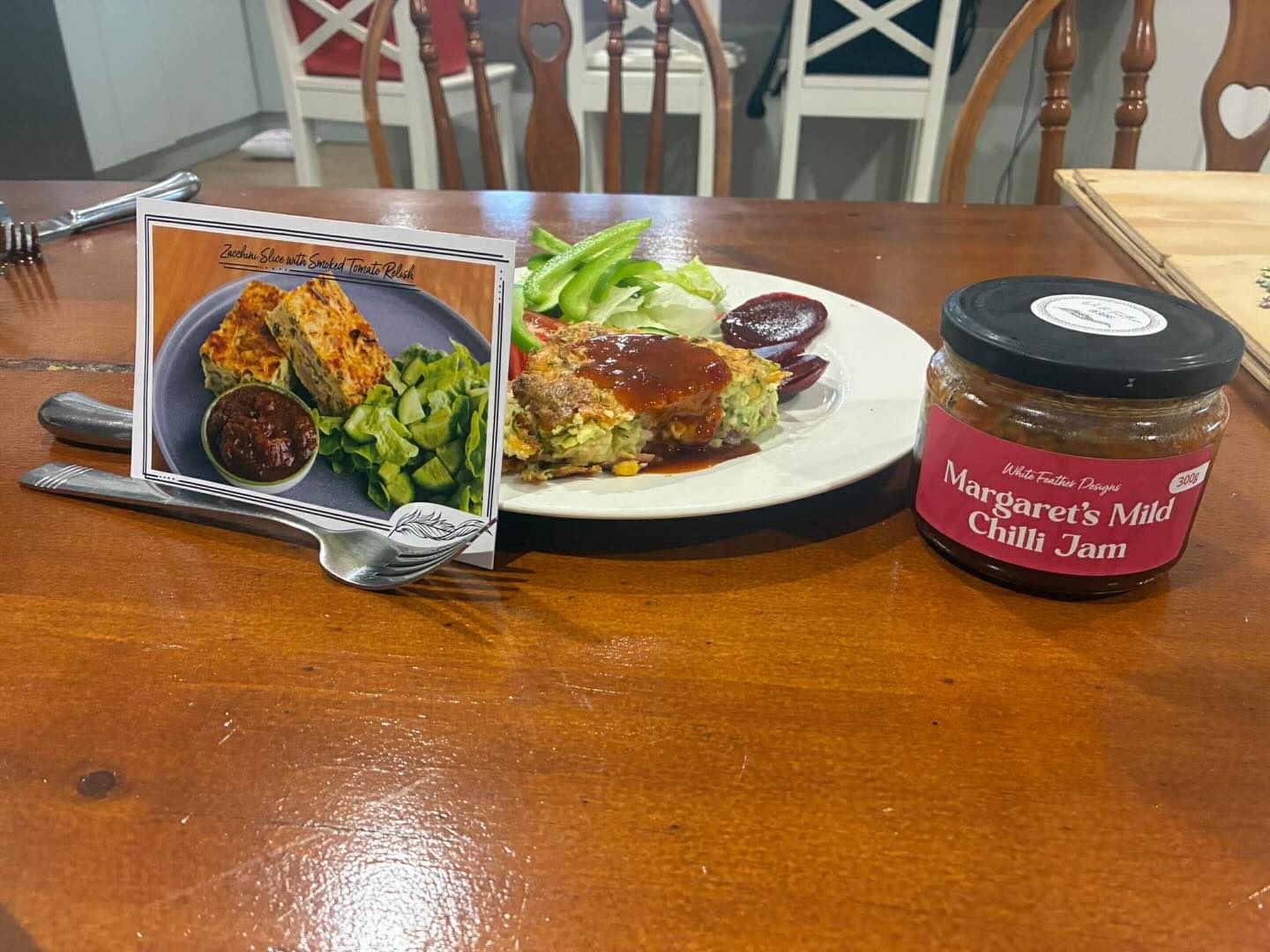 Thank you Jemma and Jelena! We love seeing our recipe cards come to life.
They used our zucchini slice recipe and added Margaret’s Mild Chilli Jam, and the result speaks for itself.
This is exactly why we create these recipes. Simple meals, upgraded with just one jar.
Margaret’s Mild Chilli Jam adds a gentle warmth and depth that transforms a classic zucchini slice into something special.
If you’ve picked up one of our recipe cards, give it a go at home. And if you haven’t yet, come and see us at the next market.
Upgrade your food!