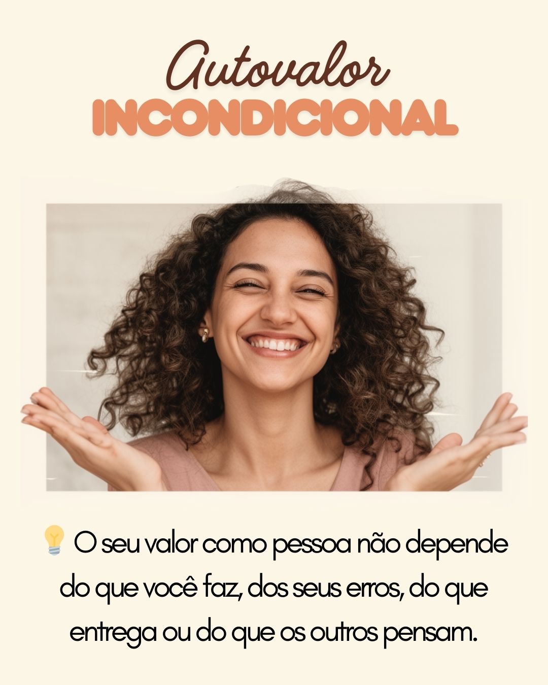 Com alguma frequência vejo pessoas que aprenderam, de uma maneira ou de outra, e por uma outra circunstância ao longo da vida, a ter a sua percepção de valor próprio condicionada às suas entregas, à sua capacidade de resolver, de acertar, de agradar ou de ser útil.
Mas autovalor não deveria funcionar como bônus por desempenho…
O seu valor não começa quando você acerta, e nem termina quando você falha, pois ele é uma condição inicial, intrínseca ao próprio fato de você ser e existir. Em outras palavras, ele não um prêmio, e não deveria estar em jogo.
O conceito de autovalor incondicional, que coloco aqui, deriva das ideias de autores como Carl Rogers e Albert Ellis, e propõe que você pode avaliar seus comportamentos sem precisar transformar cada erro em um julgamento sobre quem você é.
Errar não reduz sua dignidade, pedir ajuda não diminui seu valor, e a opinião do outro não reduz quem você é, até porque ninguém é uma unanimidade. Falhar não apaga sua existência, e tampouco o seu autovalor.
#autovalor #autovalorincondicional #saúdemental #autoconceito #amorpróprio