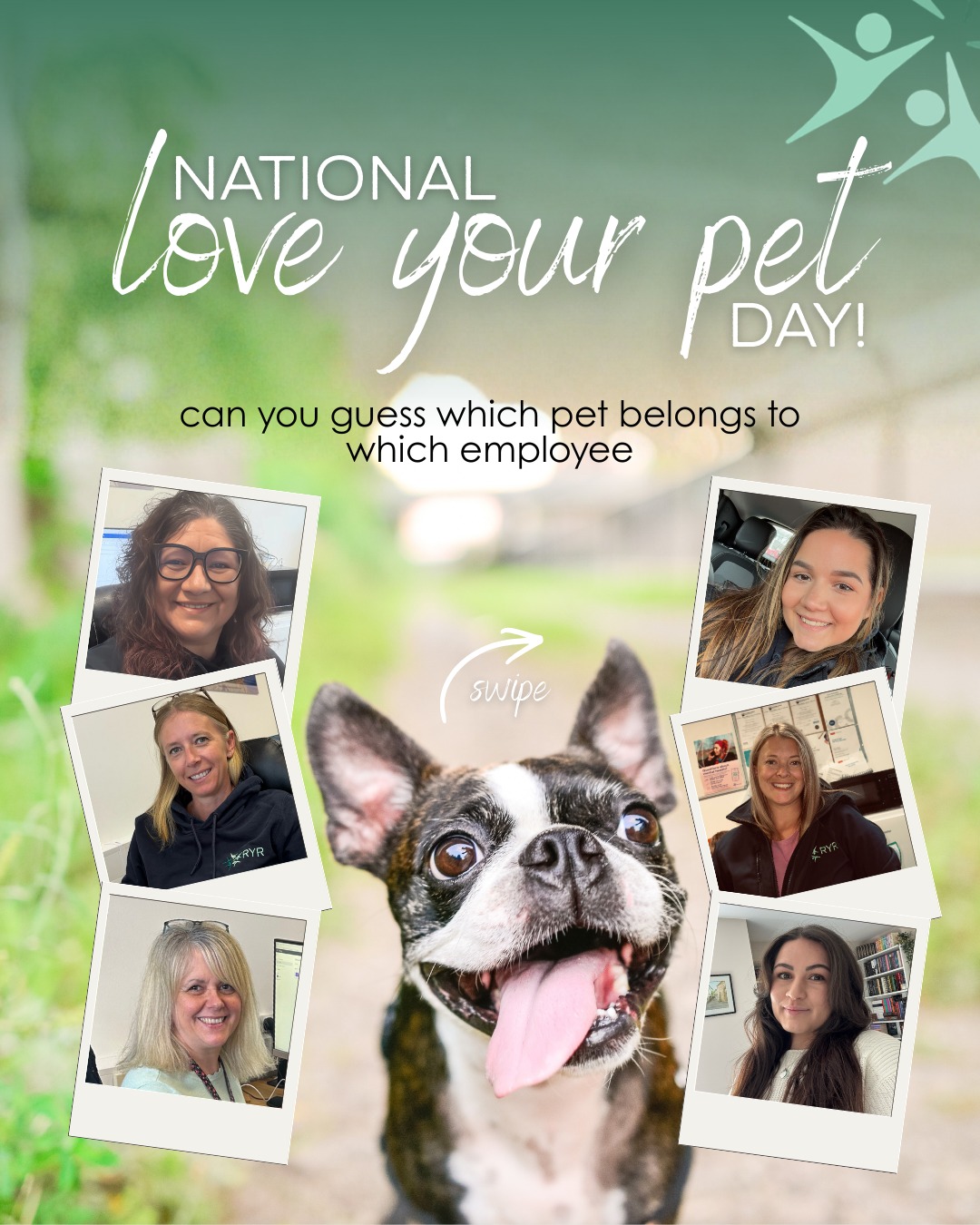 Today is nation love your pet day! Swipe along and guess which pets belong to which team members & comment below! 🐶