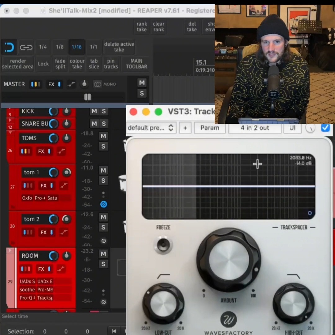 Here's a little trick I like to use when mixing drum fill when I want the toms to be close and punchy while keeping the roomy sound of the rest of the kit in tact.
Awesome drumming by Jonny of the amazing band @weareglass_band
#musicproducer #mixengineer #ukmusic #recordingstudio #ukindie
