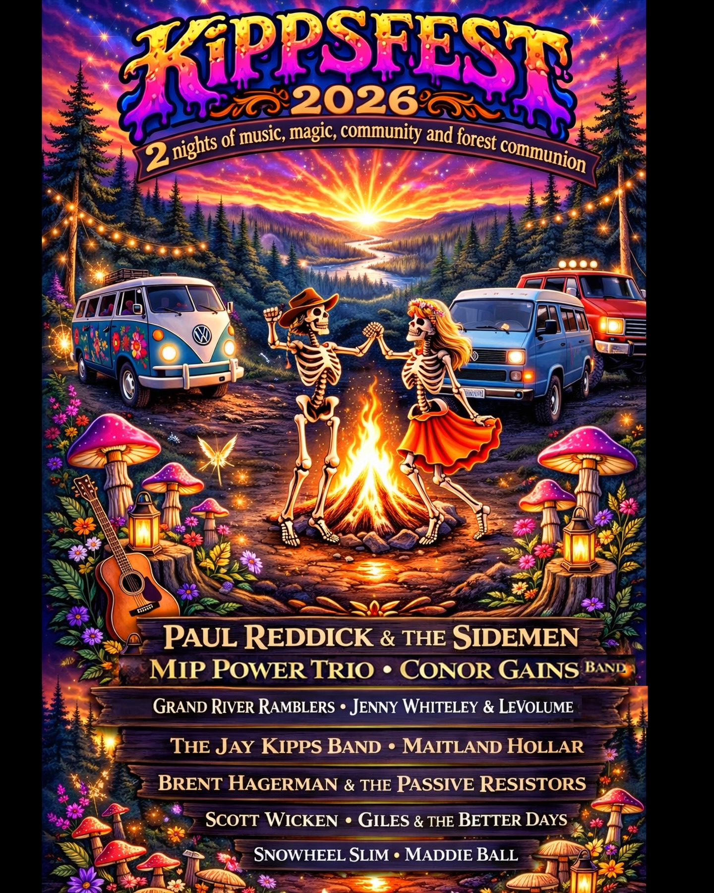 🔥🌲 KippsFest 2026 🌲🔥
The poster’s up. The lineup’s locked. The fire returns.
Looking forward to seeing everyone at our little secret forest festival🤫🌲🔥 #kippsfest2026 @mippowertrio @chadburford @snowheelslim @themaitlandhollar @jaykippsband @conorgains @scottwickensongwriter @passiveresistor @guitarmangiles @maddieballmusic @jenny.whiteley