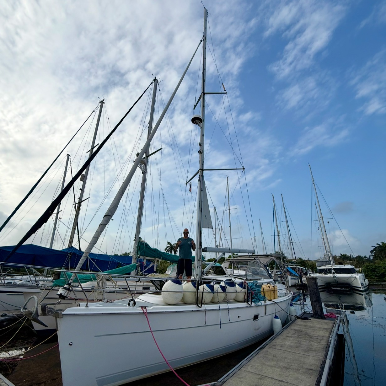 Captain’s Log: Fenders Have Descended.
The marshmallows of destiny are officially strapped to Hold Fast, which in canal-world means one thing: it’s go time. Two days before your transit is scheduled, giant fenders are delivered and the thick, shipyard-grade lines arrive. These are required to transit the canal. It’s like yacht-club Christmas, except instead of lights and wreaths, it’s rubber bumpers the size of beanbags.
Tomorrow’s plan: fuel in the morning, groceries in the afternoon, and wait for the call. At some mysterious moment my agent will tell me whether I’m doing the civilized two-day transit or the gladiator version. The classic route starts in the afternoon, up the Gatun Locks, rafted to other sailboats like a floating apartment complex, rising 85 feet into Gatun Lake. You spend the night on a mooring in the middle of the jungle, then motor five peaceful hours across the lake before dropping back down the Pedro Miguel Locks and Miraflores Locks to the Pacific the next day.
The other option is the endurance test: leave around 3 a.m. and do the entire thing in one very long, caffeine-fueled push, popping out the other side at sunset wondering what year it is. I’m praying for the two-day version, but either way, it’s happening. I’ve hired two professional line handlers and I’ve got two crew aboard. If I’m tied to other boats, my crew gets to chill and the paid guys do everything. Peace of mind for me at a very low cost.
The boat’s ready. I’m excited to go. I’m also sad to leave. Shelter Bay has turned into a little floating village of friends, and crossing this ditch feels like a real line in the sand. Once I clear out, the plan is La Playita for one more crew pickup, then the Pearl Islands for some blue water and decompression before pushing north to Golfito, Costa Rica, topping off fuel, waiting for Papagayo to behave, and continuing the march toward finishing this circumnavigation. It’s going to be an emotional weekend—but it’s the right next step.
Days Sober: 2,253