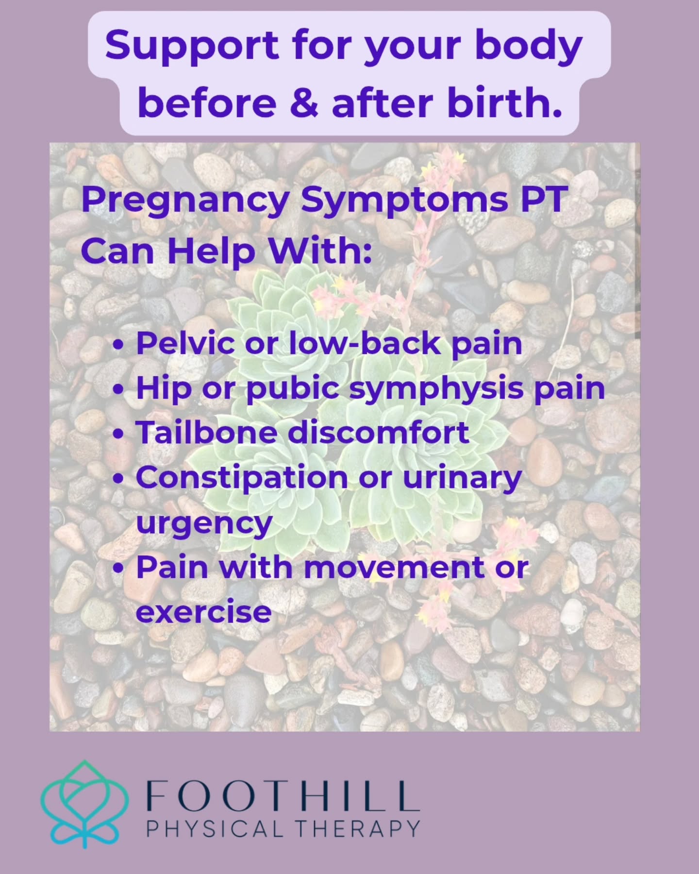 During pregnancy, your body is changing fast.
Pelvic floor PT helps you stay comfortable and supported as pressure, posture, and hormones shift.
Treatment might include:
🪴 Gentle pelvic floor and hip release
🪴 Posture & movement strategies
🪴 Breathwork for pressure management
🪴 Core and pelvic floor coordination
🪴 Preparing the body for labor
Postpartum Needs Are Real
Birth, vaginal or cesarean, is a major event for the pelvic floor, core, and abdominal wall. PT helps you recover
How PT Helps Postpartum
🪴 Pelvic floor rehab (relaxation and strengthening)
🪴 Core retraining & breath coordination
🪴 Scar mobilization
🪴 Gradual return‑to‑exercise planning
🪴 Support for lifting, feeding, and daily tasks
#pregnancy #postpartum #stressincontinence #pelvicpain #pelvichealth