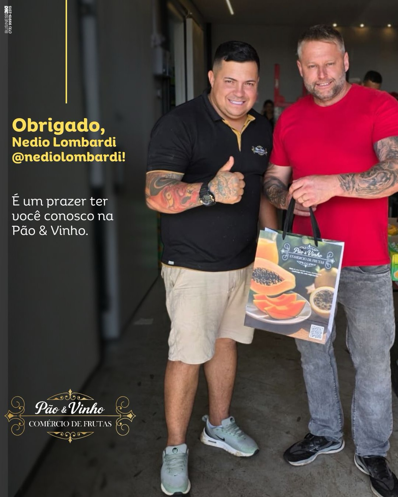 Nédio Lombardi, sua confiança fortalece a nossa trajetória.
Quem entende de qualidade escolhe quem entrega consistência.
Na Pão & Vinho, cada cliente é uma construção de futuro.
Faça parte da Pão e Vinho você também.
#PaoEVinho#ParceriasFortes#Qualidade#agronegocio#Agenciabusiness360