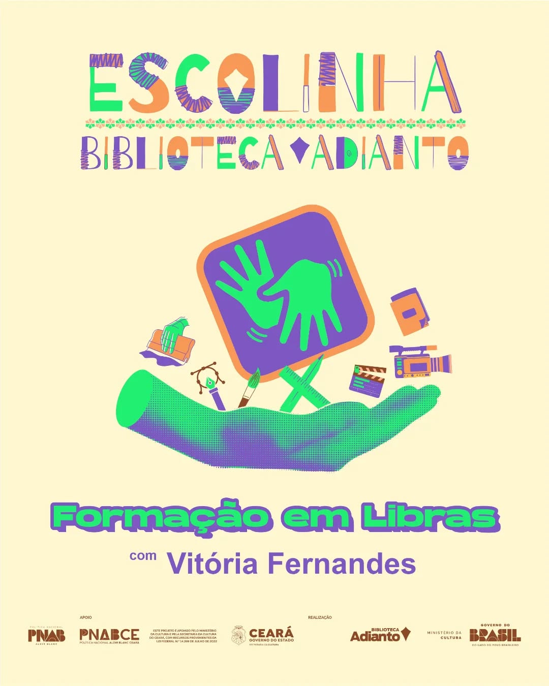 Anunciamos a todas e todos essa formação especial em Libras! 💙
✨🤟 com Vitória Fernandes 🤟✨
📅 Início: hoje, 28/02 (sábado)
⏰ Horário: 16h
📍 Local: Biblioteca Adianto
Uma oportunidade de aprender, incluir e fortalecer a comunicação acessível na nossa comunidade. 💬✨
Este projeto conta com o apoio do Ministério da Cultura e da Secretaria da Cultura do Ceará, com recursos provenientes da Lei Federal nº 14.399, de julho de 2022.
#FormaçãoEmLibras #CursoDeLibras #Libras #Inclusão #Acessibilidade
CulturaCE CulturaViva BibliotecaComunitária LeituraTransforma
EducaçãoInclusiva LeiPauloGustavo BibliotecaAdianto
