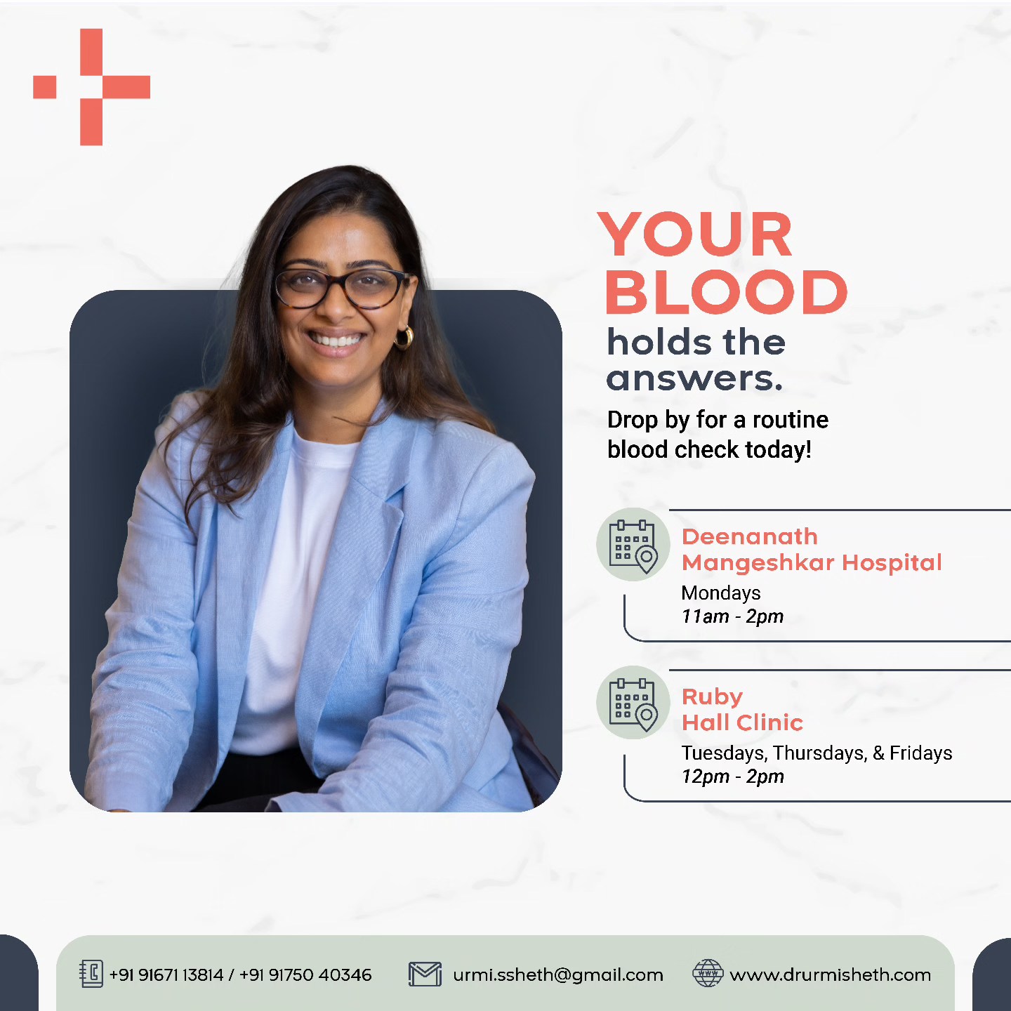 Routine blood checks are vital for a healthy and happy body. Get yours done today!
Find me at these medical centres in Pune or DM to book an appointment.
#blood #doctor #haematologist #haematology #pune #clinic #checkup