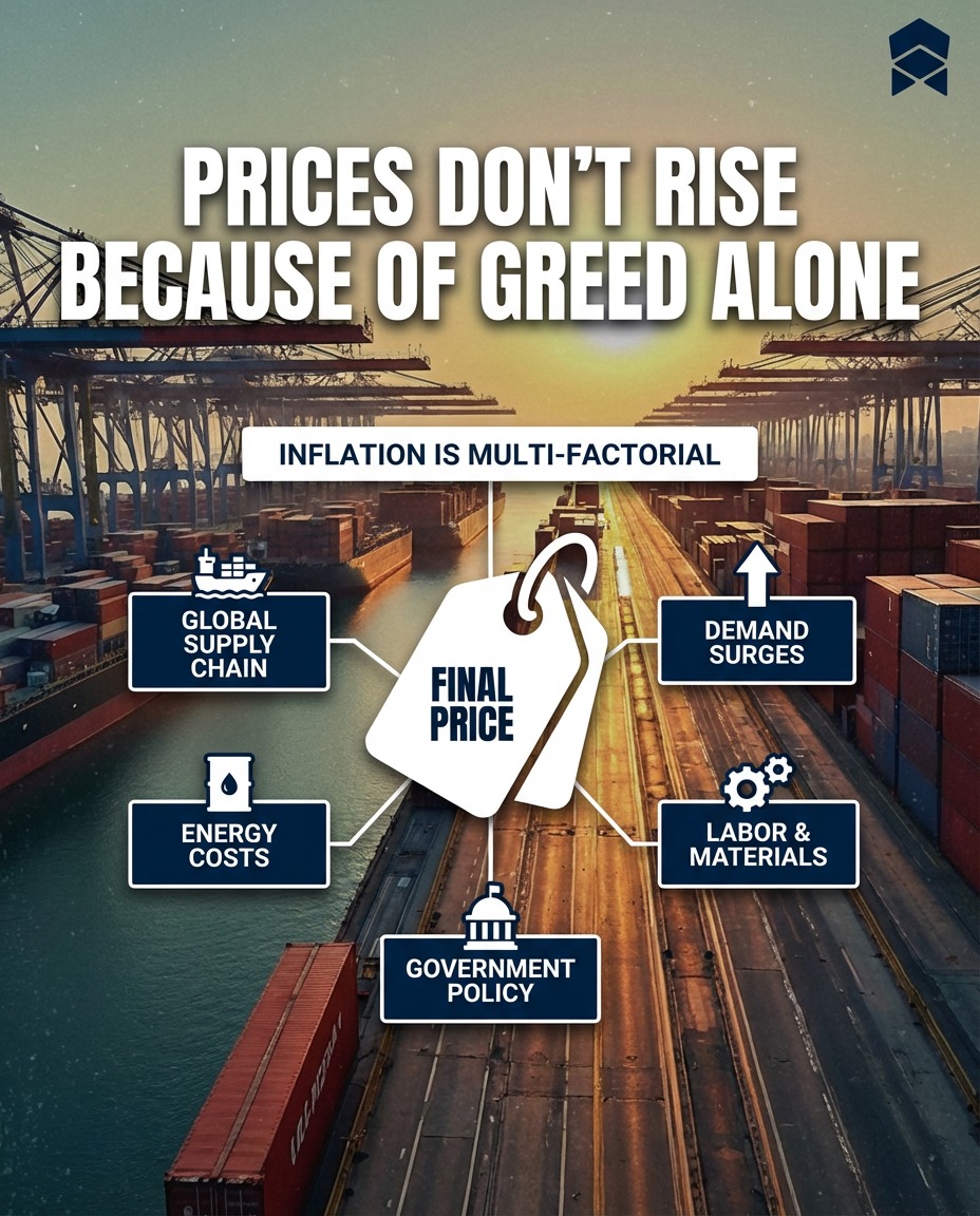 Corporate greed makes for a tidy headline, but inflation's messier than that. It's political. It's structural. It's global. And it's worth understanding beyond the soundbites.
Swipe to see what really drives prices up 👉
What's your take? Drop it below 👇
#inflation #economics #economicsliteracy #mythbusting #economedia