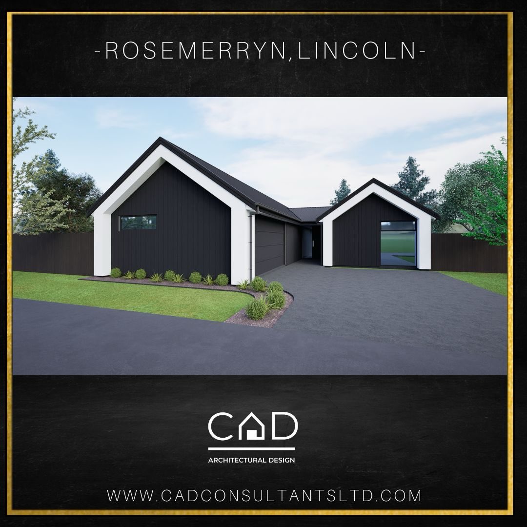 - ROSEMERRYN, LINCOLN -
Bold contrast, clean lines, and timeless gable forms - this latest concept for @limeliteconstructionnz is designed to stand out.
DESIGN FEATURES
• 217m2 floor plan
• 4 bedrooms + study nook
• Scissor trusses
• Open plan living
• Coffee bar / buffet
• Double garage
A contemporary home where style meets everyday functionality in Lincoln.
Designed by @cadconsultantsltdnz
