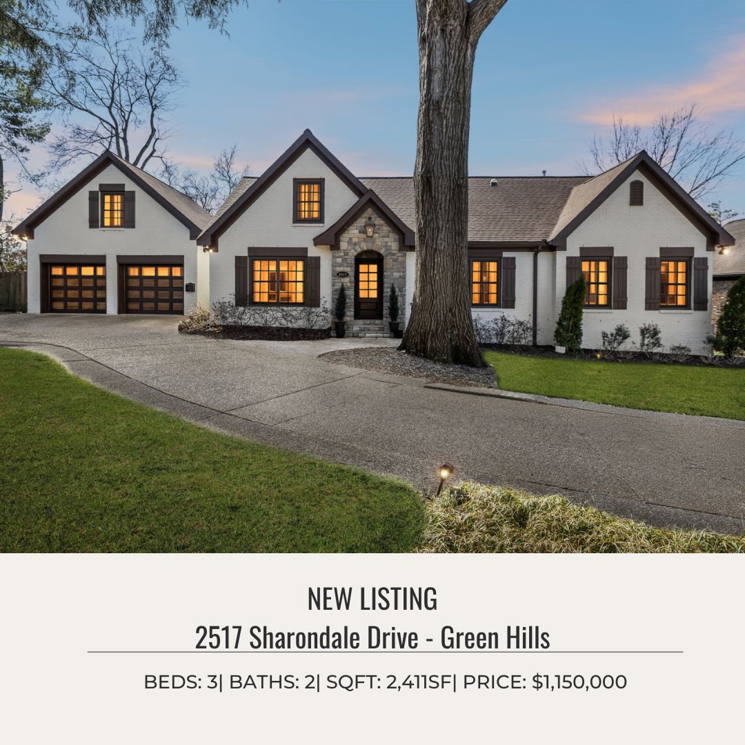 Super excited about my new listing! It’s almost impossible to find a one story home in the heart of Green Hills! This one is one level living with a bonus room over the garage. 3BR/2BA and 2,411sf. List price of $1,150,000. Hitting the market this week! Reach out to me if you’d like a private showing!
#nashville #nashvillehomes #nashvillehomesforsale #nashvillerealestate #nashvillerealtor
