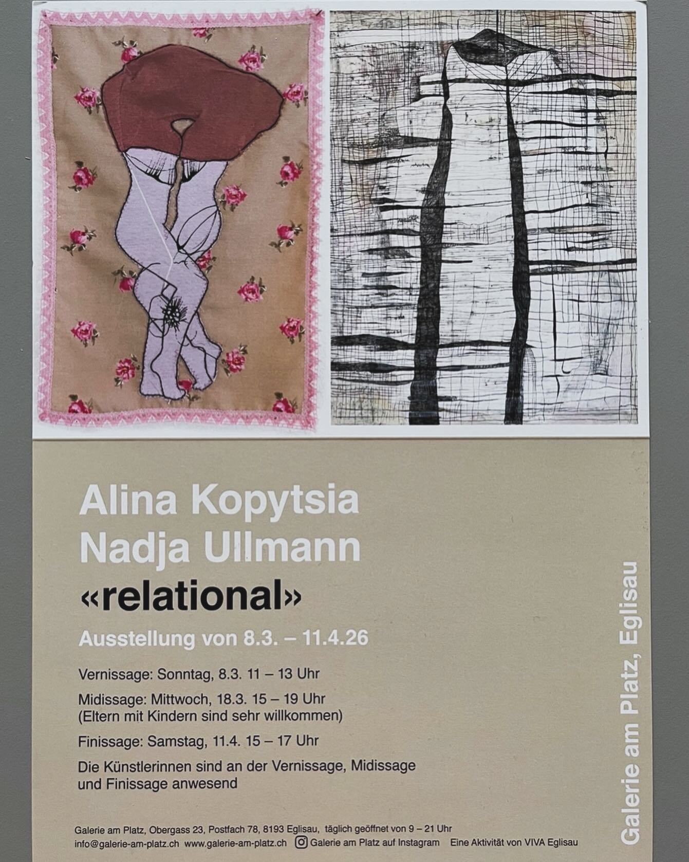 #galerieamplatz galerie #eglisau #vivaeglisau kultureglisau züriunterland kultur kunst art #contenporaryart kunstausstellung next Exhibition
„relational“ with Alina Kopytsia and Nadja Ullmann
@alina_kopytsia @nadjaullmann