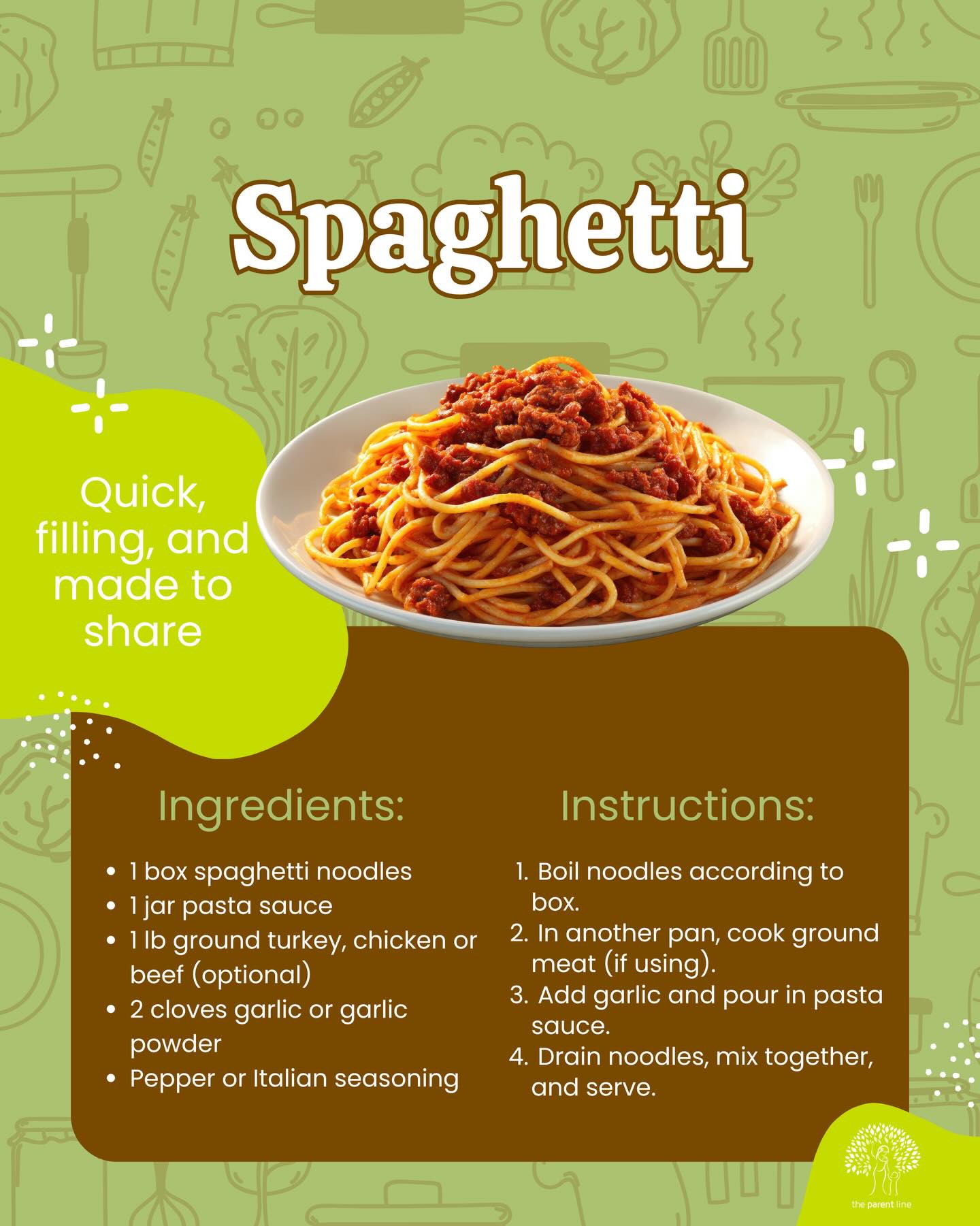 🥗 Simply Ono: ‘Ohana Meals - Quick, filling, and made to share.
This easy spaghetti recipe is perfect for busy nights. Simple ingredients, big comfort, and a meal that brings everyone to the table together. 🤎
✨ Try it this week and make dinner time one less thing to stress about.
#parentline #simplyono #ohanameals #localfavorites