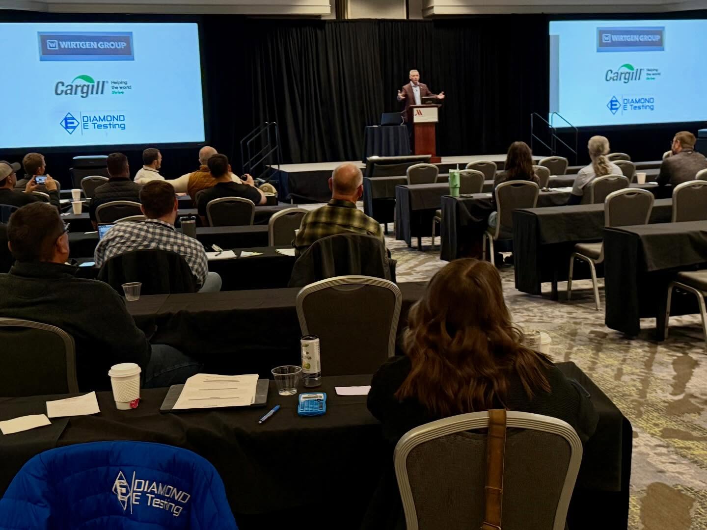 It was neat in December to attend the @asphalt_paving_oregon APAO annual meeting where Representative Jeff Helfrich spoke about the major road funding issue in #Oregon. Let’s figure out a way to fund our infrastructure! It is understandable increasing gas taxes upset drivers but what is the solution? It was also cool seeing our logo on the big screen 💯 #odot #roadwayconstruction #gastax #fundtheroads