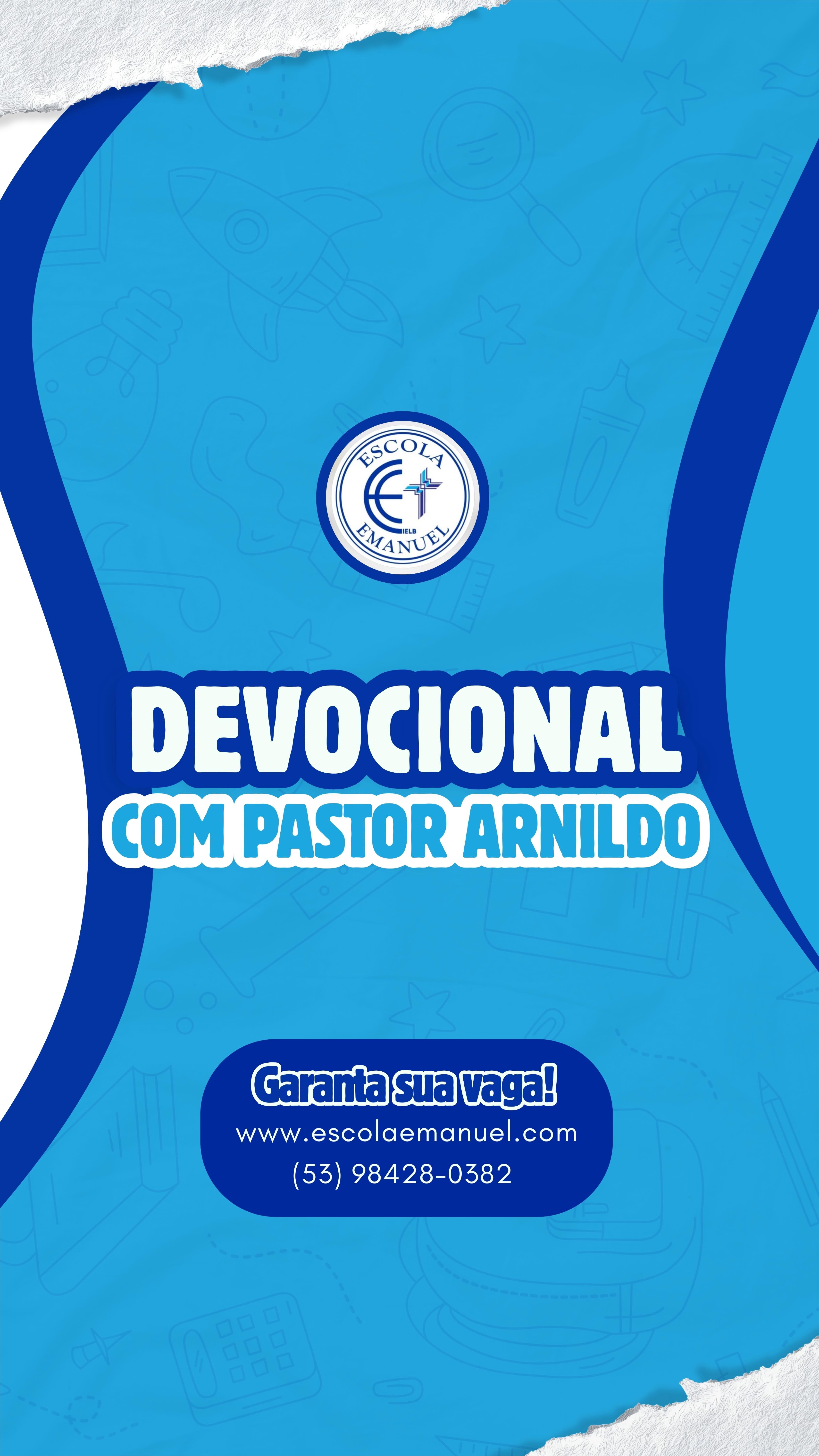 Devocional com o Pastor Arnildo Münchow, para as turmas do F2 na Escola Luterana Emanuel. 📖
Que a Palavra de Deus continue sendo luz no caminho das nossas crianças, guiando seus passos dentro e fora da escola. 🙏💙