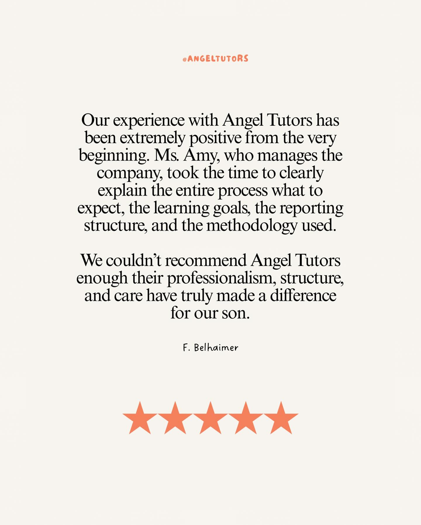 We are so grateful for such thoughtful feedback 🧡
Supporting families from the very beginning with clear communication, structured learning goals and consistent reporting is something we truly prioritise.
Thank you for trusting Angel Tutors and for taking the time to share your experience. It means so much.
⭐⭐⭐⭐⭐
#dubaiparents #dubaitutors #dubaimumsandkids #review