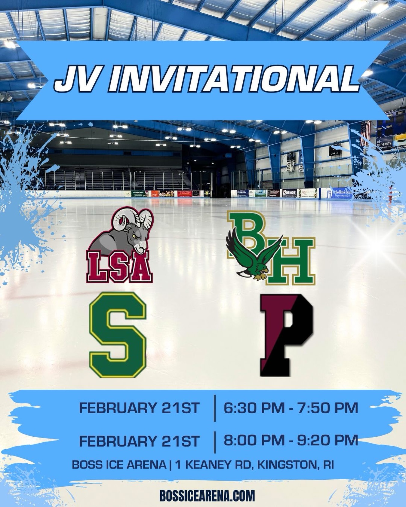 You’re invited to the JV Invitational this Saturday, 2/21! Come see all of these awesome teams play head to head. Tickets are $6 at the door.