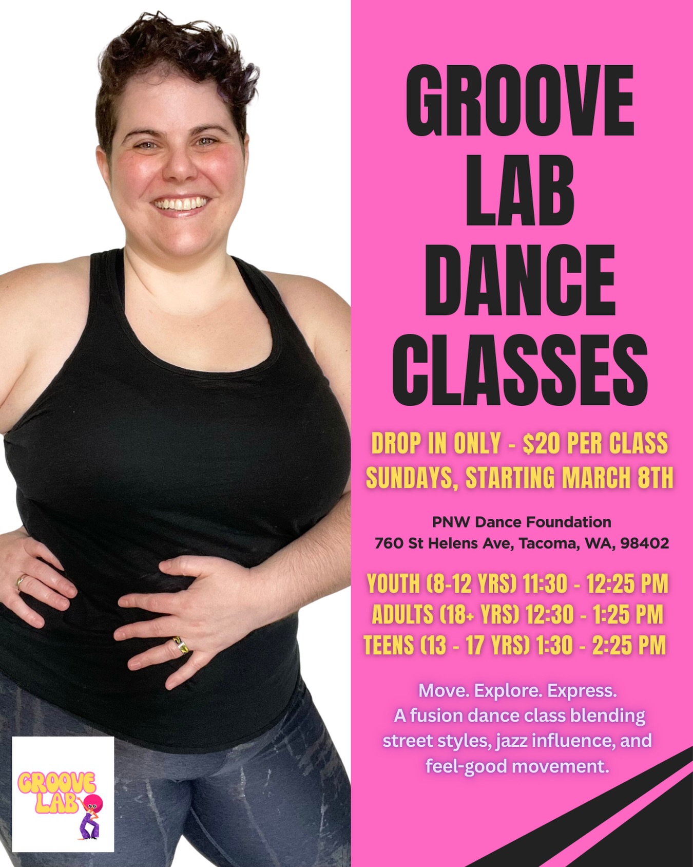 TACOMA šāØ Itās time!
GROOVE LAB DANCE CLASSES ARE HERE šš»
Starting March 8th, weāre dropping in every Sunday at PNW Dance Foundation, and itās about to be a whole vibe.
WHATāS GROOVE LAB?
Itās a class blending or fusing street styles, jazz influence, story telling, and expression.
Groove Lab isnāt about perfection, competition, feeling like youāre in a judgy space, or standing in the back hoping no one sees you.
Itās about:
š„ Moving with intention
š„ Exploring new textures + styles
š„ Building confidence through rhythm
š„ Feeling GOOD in your body
For kids exploring what dance and movement is.
For teens finding their confidence and style.
For adults who miss dancing or never had a chance to start.
This is high-quality dance education in a grounded, supportive, LGBTQ+ inclusive, neurodivergent space AND without the recital pressure, costumes, annual fees, or monthly memberships.
Just show up. Drop in. Grow.
HEREāS THE LINE-UP:
⨠Youth (8ā12 yrs): 11:30ā12:25 PM
⨠Adults (18+ yrs): 12:30ā1:25 PM
⨠Teens (13ā17 yrs): 1:30ā2:25 PM
š„ Drop-in only: $20 per class
š PNW Dance Foundation: Downtown Tacoma, WA
To register and stay in the loop, youāll want to join my Groove Lab Band group (link in bio).
Thatās our hub for:
āļø Class sign-ups
āļø Weekly updates
āļø Class videos
āļø All the info in one place
If youāve been craving a class that feels expressive, strong, and actually FUN 𤩠this is it.
Tag a friend.
Send this to your teen.
Or drop a šš» if Iām seeing you March 8th.
Canāt wait to dance with you!
Xoxo Santina