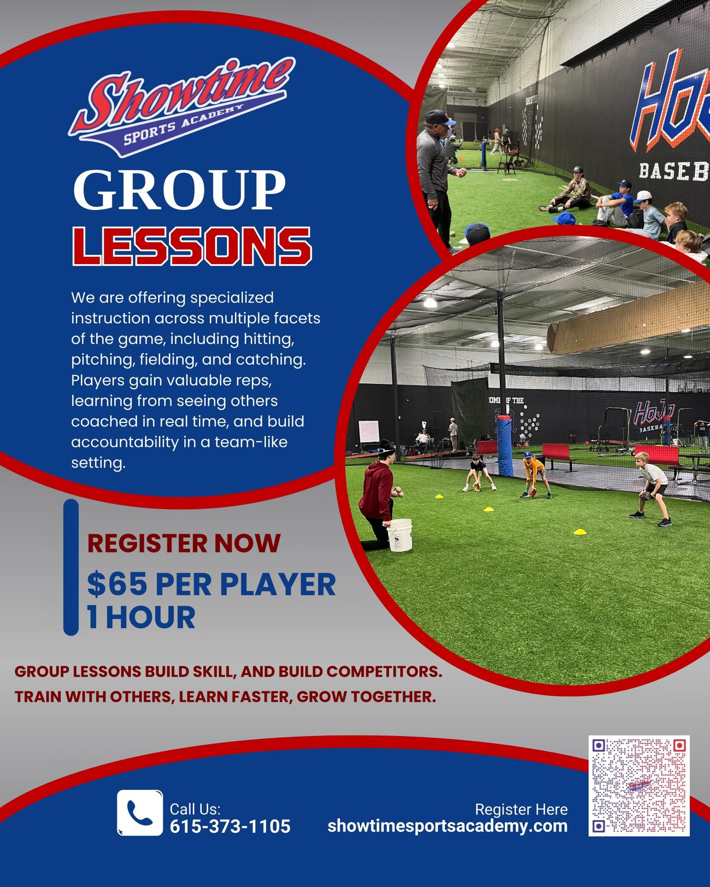 Join Showtimes instructors for our group lessons. All group lessons are an hour with quality instruction and accountability for the player to focus and step their game up. Our group lesson spots are up and running. Our first class is 3/9. Sign up for a group lesson focusing on what you want your player to focus on!