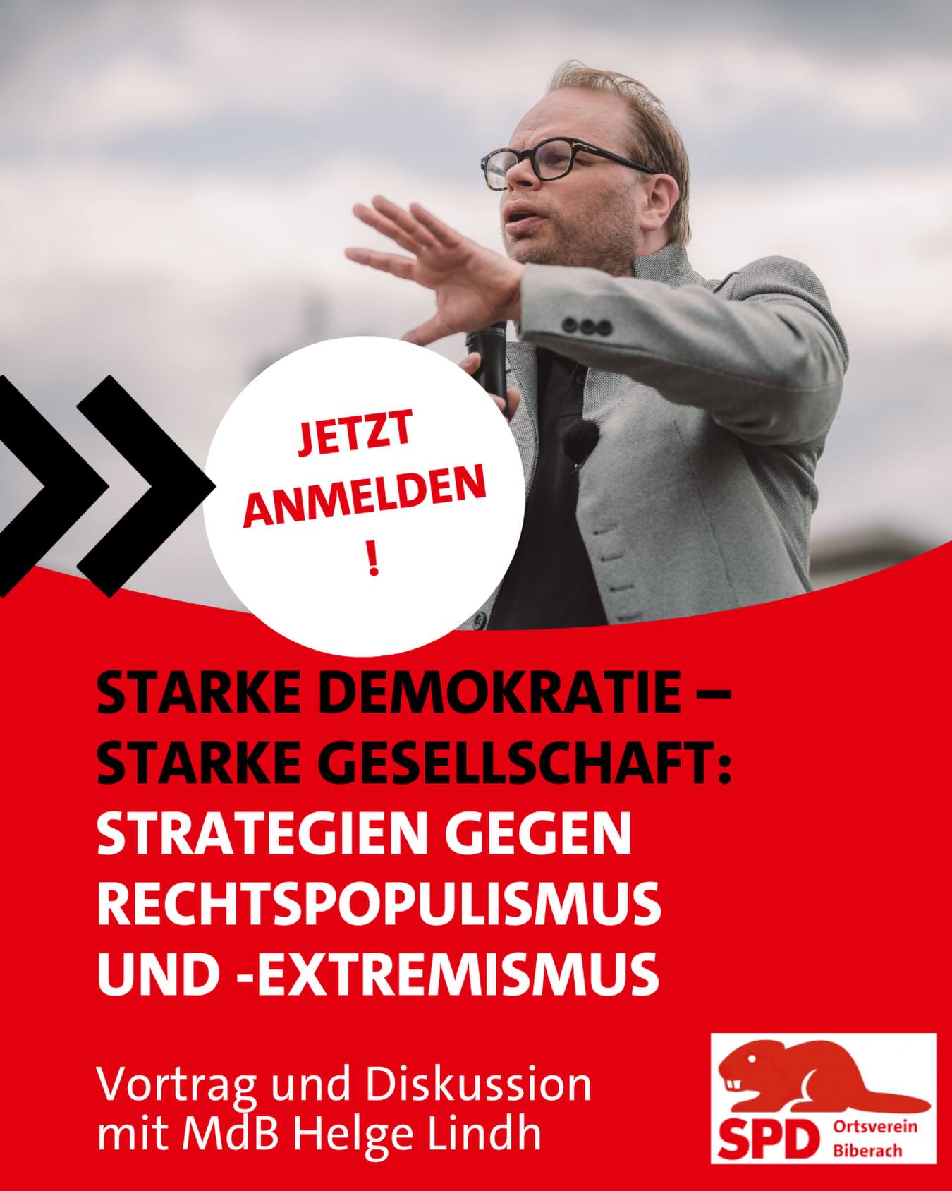 Rechtspopulismus macht Dir Sorgen? Du überlegst, was Du tun kannst und wie wir unsere Demokratie am besten schützen? 💪
Dann laden wir Dich herzlich zu Vortrag und Diskussionsrunde mit Helge Lindh (MdB Wuppertal) und Martin Gerster (MdB Biberach)nach Biberach ein. Gemeinsam sprechen wir über aktuelle Entwicklungen und Strategien gegen rechte Ideologien.
Starke Demokratie – starke Gesellschaft: Strategien gegen Rechtspopulismus und -extremismus
🗓️ Sonntag, 1. März
⏰ 10:30 – 12:30 Uhr
📍 Volksbank-Saal, Bismarckring 59-61, Biberach
🆓 Eintritt frei
Melde Dich bis 28. Februar, 14 Uhr an
👉 https://eveeno.com/helge
#StarkeDemokratie #Biberach #SPD
📸 Fionn Große